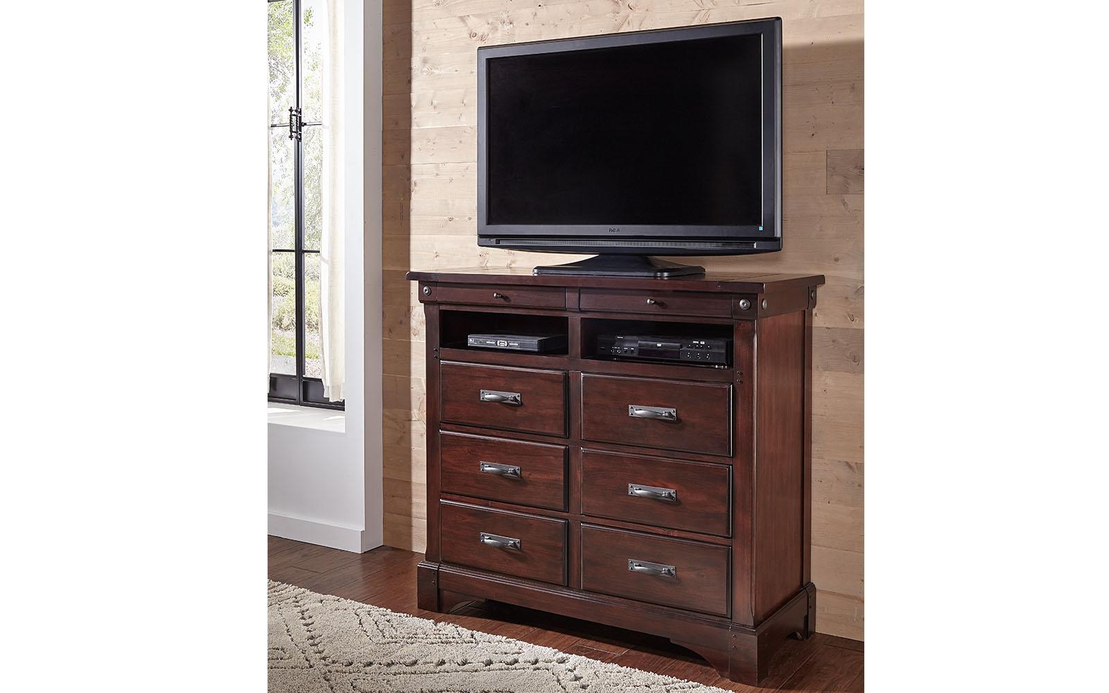 

    
Traditional TV Chest in Rustic Mahogany KALRM5740 A-America Kalispell
