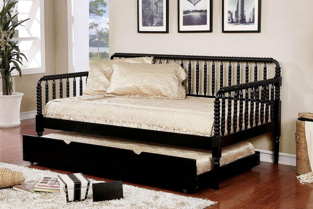 

    
Traditional Twin Daybed w/ Extendable Trundle in Black Linda by Furniture of America

