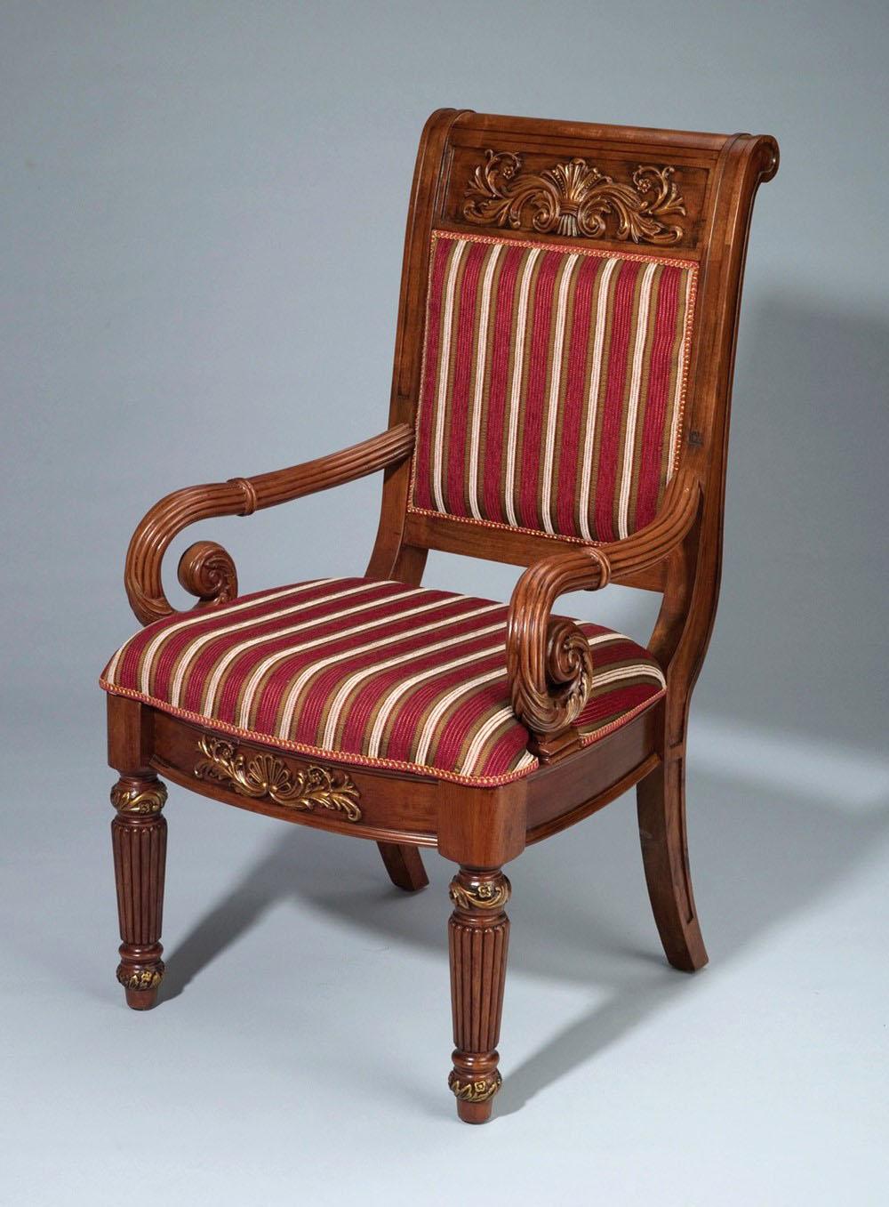 Classic, Traditional Arm Chairs 38621 AA-38621-ACH-Set-4 in Dark Brown, Multi-Color Patterned Fabric
