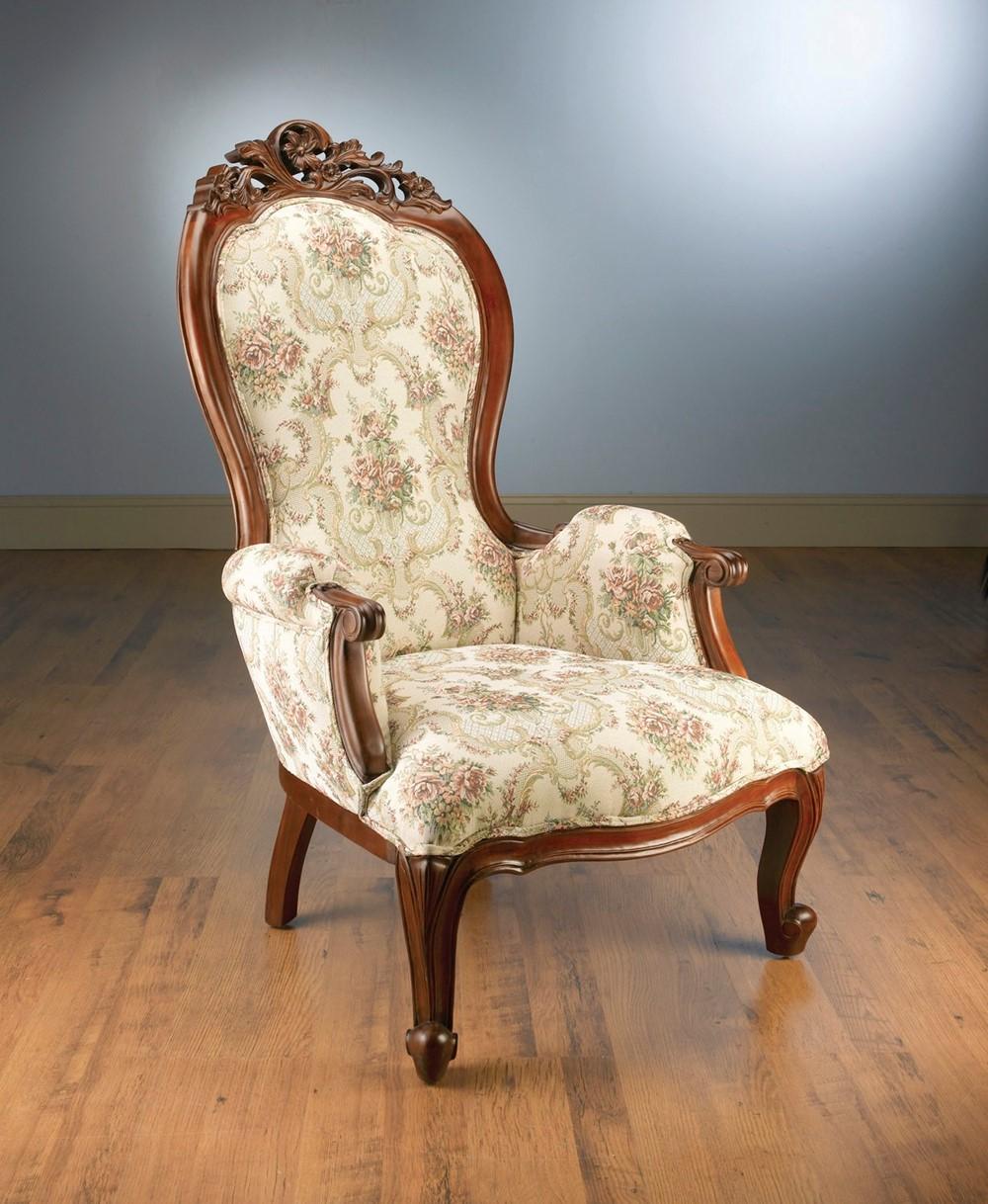 Classic, Traditional Dining Arm Chair 31040 AA-31040-DCH-Set-4 in Medium Brown, White Fabric