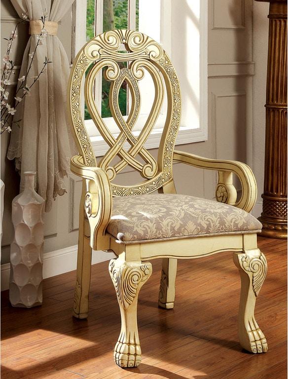 Traditional Dining Chair Set CM3186WH-AC-2PK Wyndmere CM3186WH-AC-2PK in White Fabric