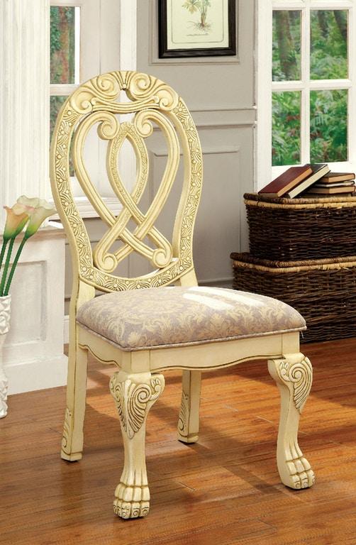 

    
Traditional Vintage White & Beige Side Chairs Set 2pcs Furniture of America CM3186WH-SC-2PK Wyndmere
