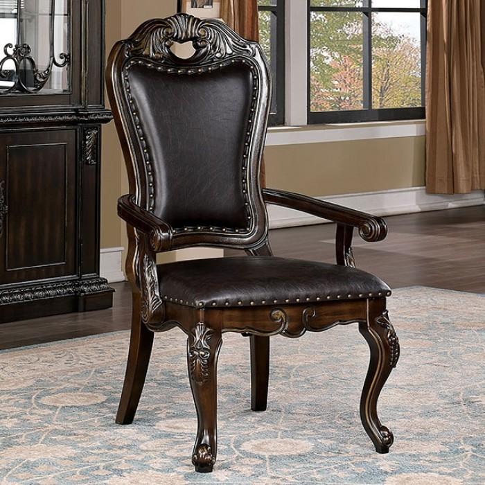 

    
Traditional Walnut & Dark Brown Solid Wood Arm Chairs Set 2pcs Furniture of America CM3146AC Lombardy
