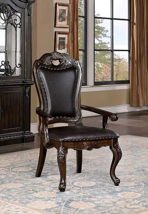 

    
Traditional Walnut & Dark Brown Solid Wood Arm Chairs Set 2pcs Furniture of America CM3146AC Lombardy
