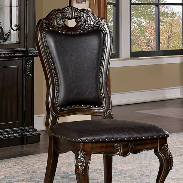 Traditional Dining Side Chair CM3146SC Lombardy CM3146SC in Walnut Leatherette
