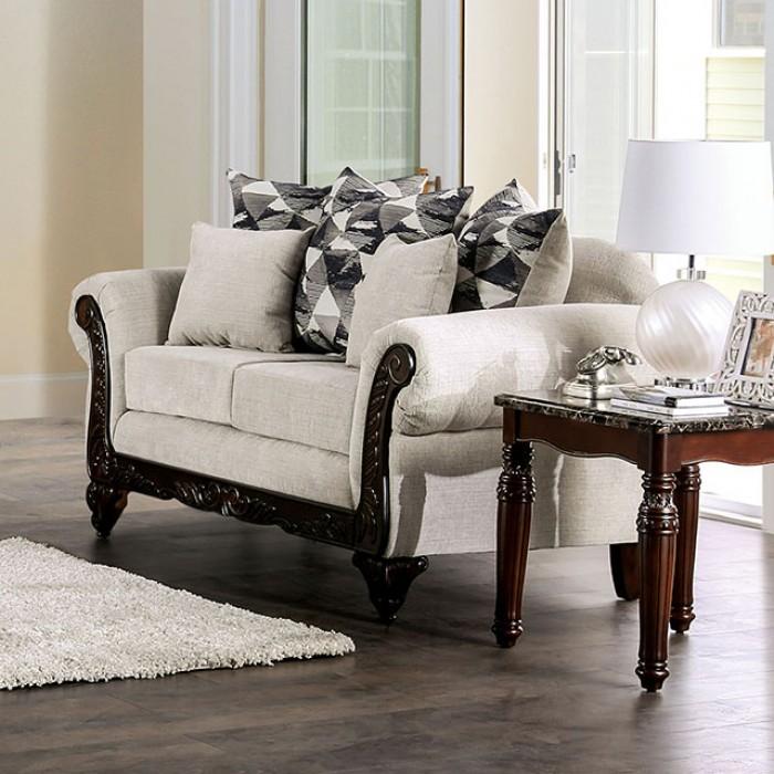 

    
Traditional Walnut & Light Gray Chenille Loveseat Furniture of America SM7756-LV Cassani
