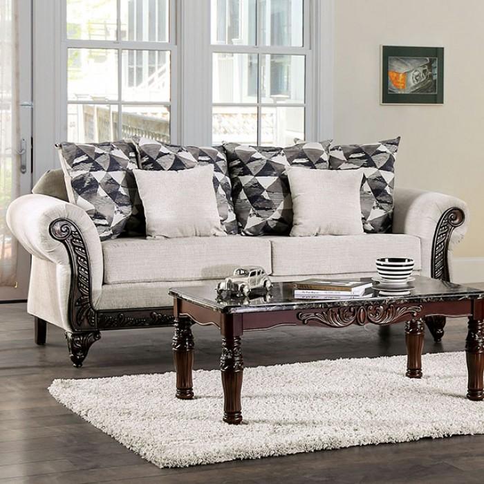

    
Traditional Walnut & Light Gray Chenille Sofa and Loveseat Furniture of America Cassani
