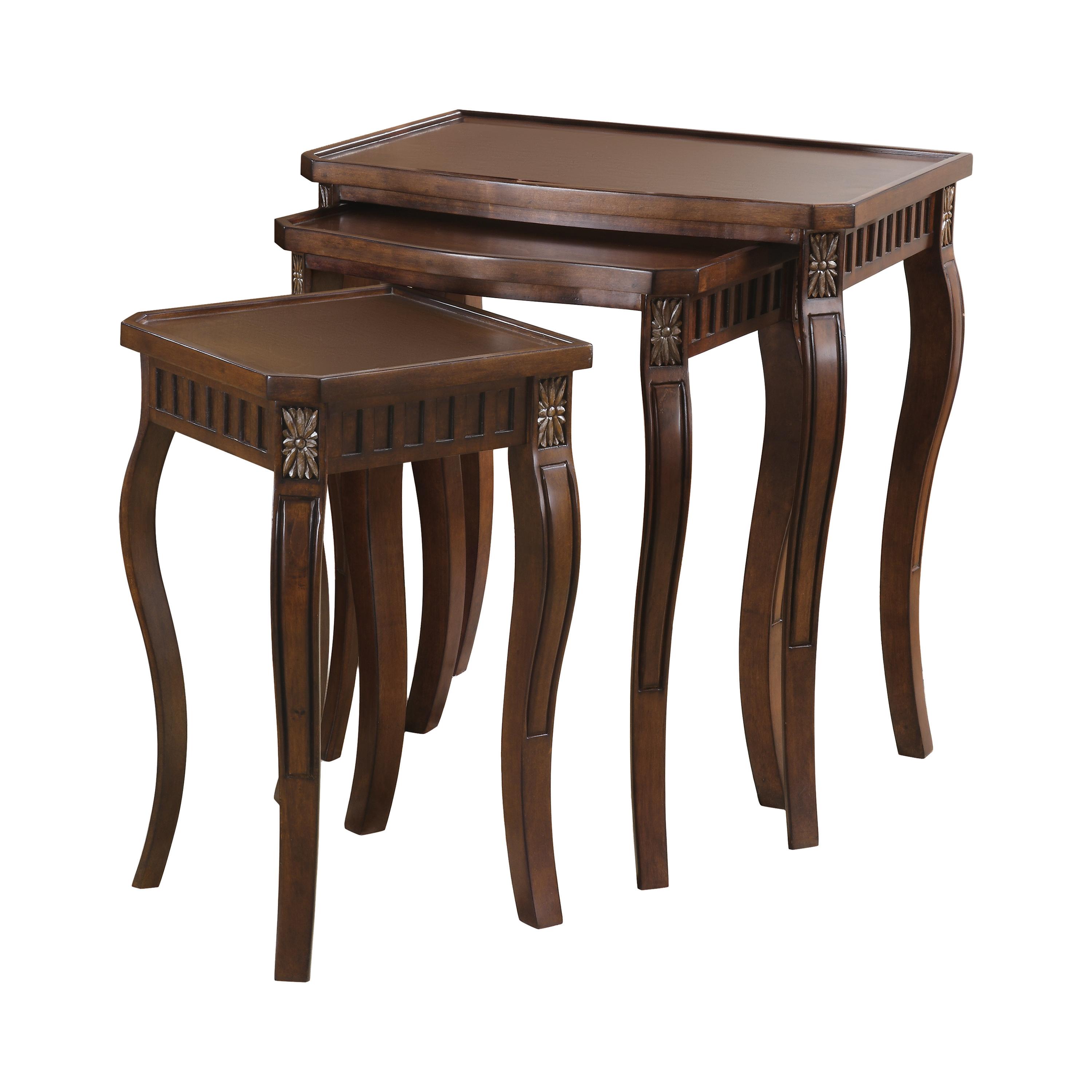 

    
Traditional Warm Brown Wood Nesting Tables Set 3pcs Coaster 901076
