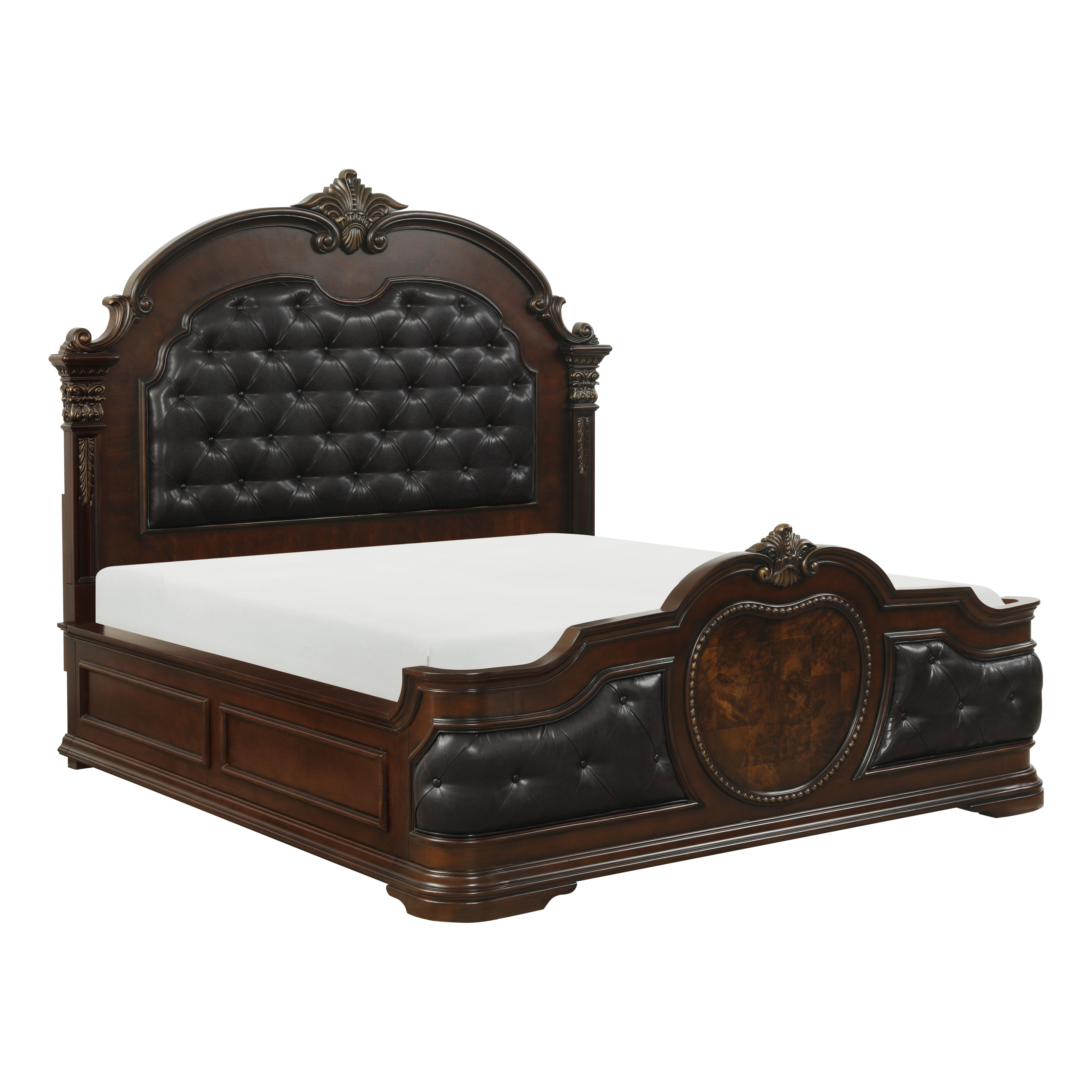 Traditional Bed 1919-1* Antoinetta 1919-1* in Cherry Faux Leather