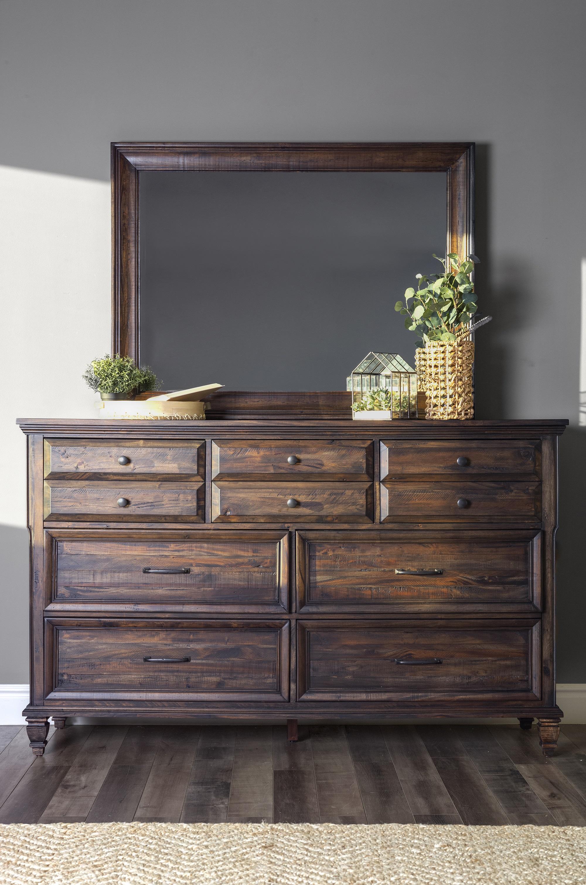 Traditional Dresser w/Mirror 223033-2PC Avenue 223033-2PC in Brown 