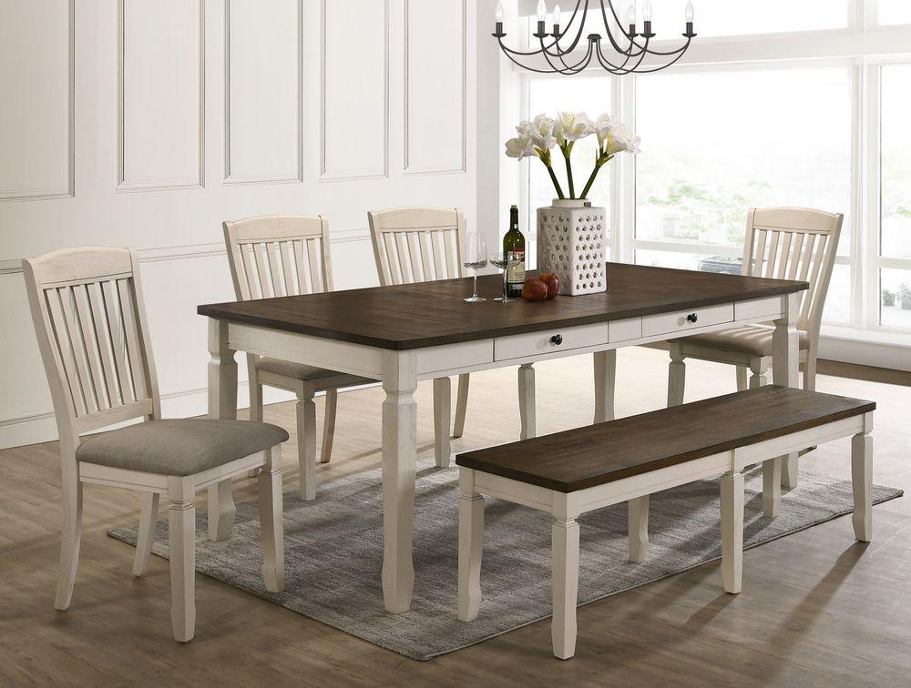 

    
Traditional Weathered Oak & Cream Dining Room Set by Acme Fedele 77190-6pcs
