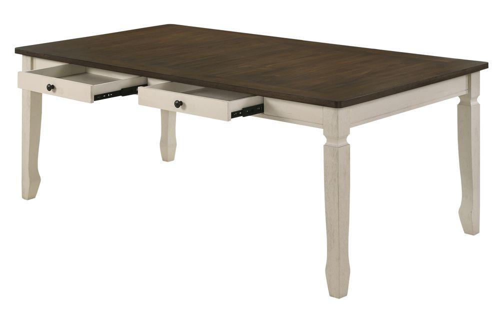 

    
Traditional Weathered Oak & Cream Dining Table by Acme Fedele 77190

