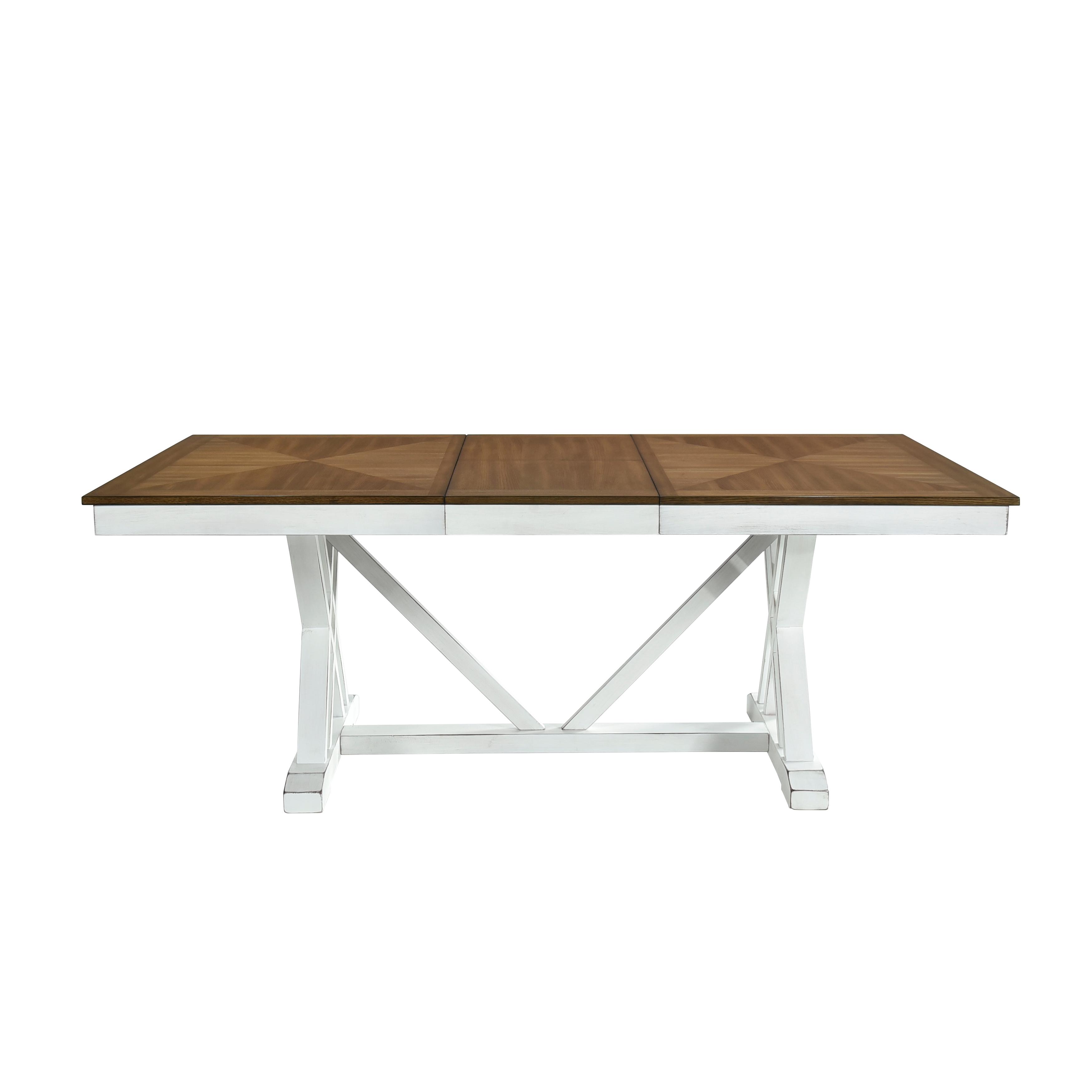 

    
Traditional White and Oak Wood Dining Table Homelegance Brunson 5865-77-T
