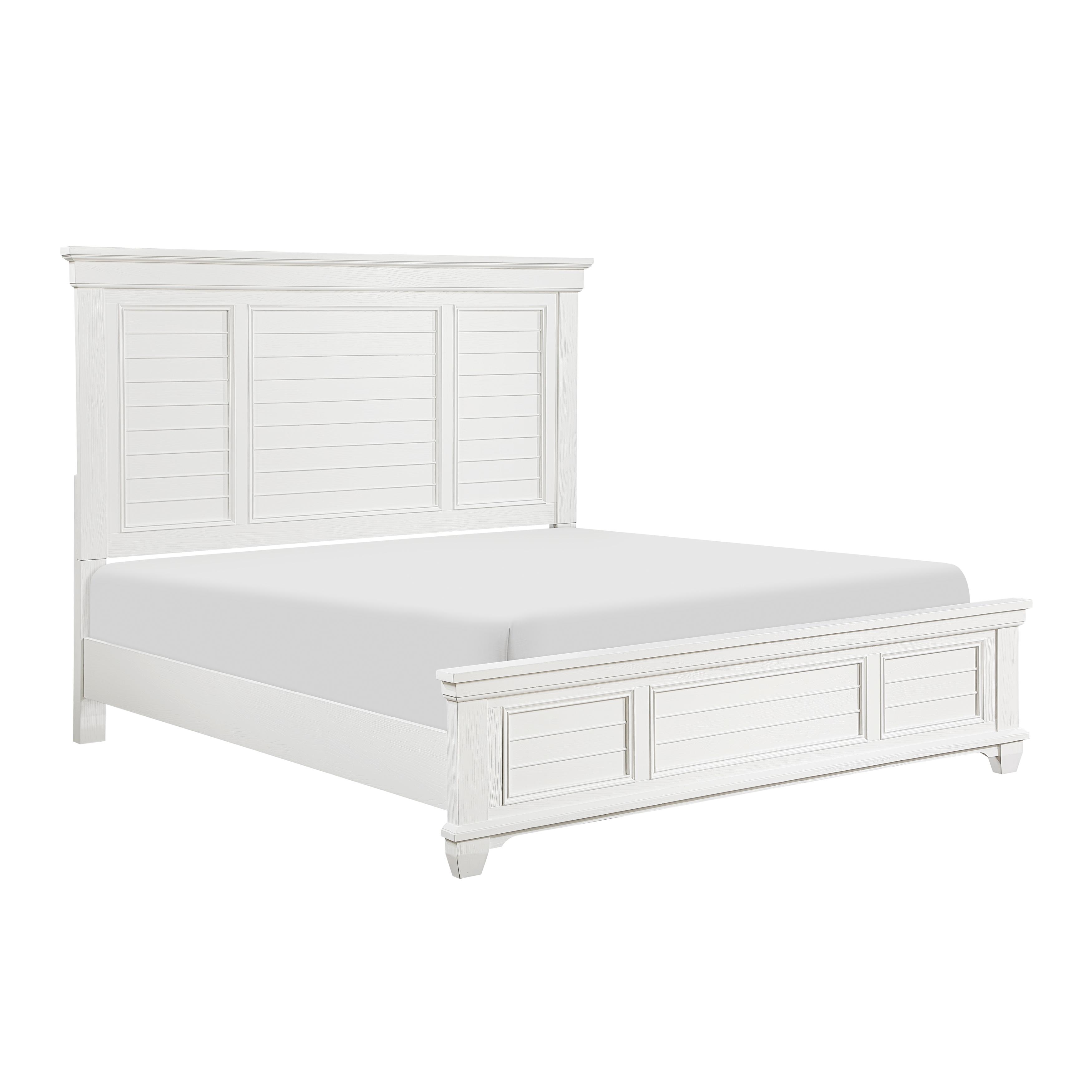 

    
Traditional White Finish Wood King Panel Bed Homelegance Mackinac Collection 1454K-1EK-EK
