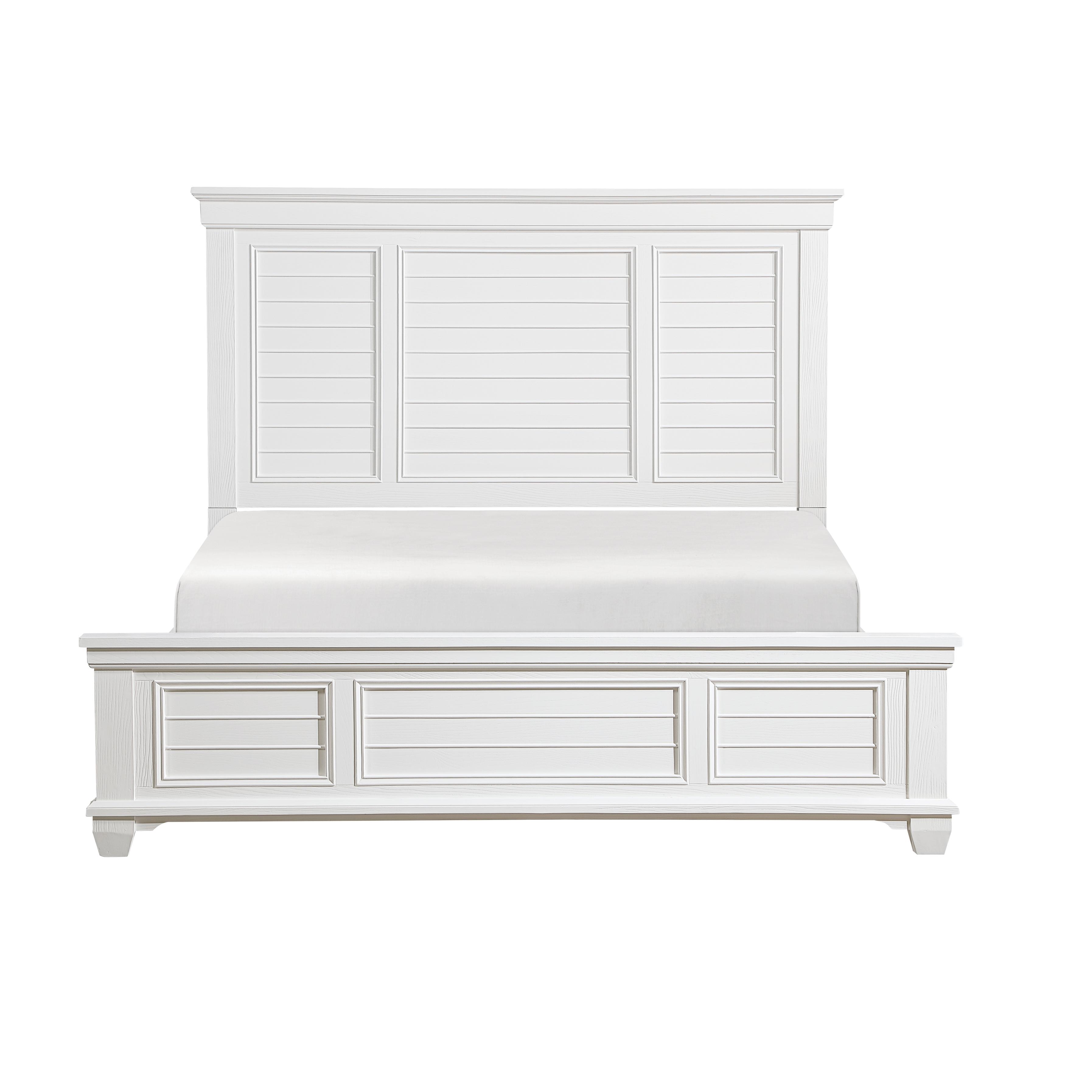 

    
Traditional White Finish Wood King Panel Bed Homelegance Mackinac Collection 1454K-1EK-EK
