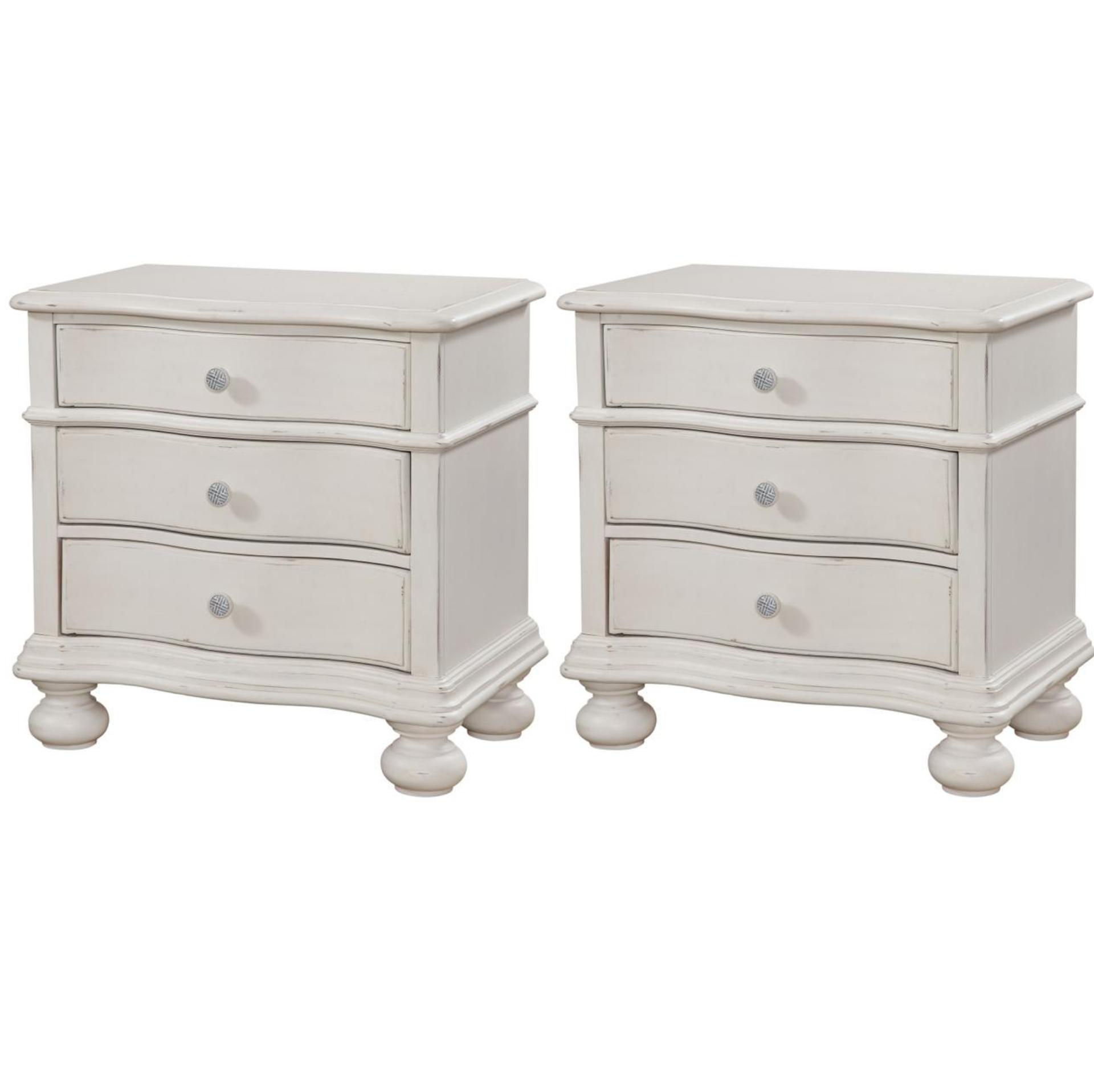 Youth, Traditional, Cottage Nightstand Set Rodanthe 3910-430 3910-430-Set-2 in White 