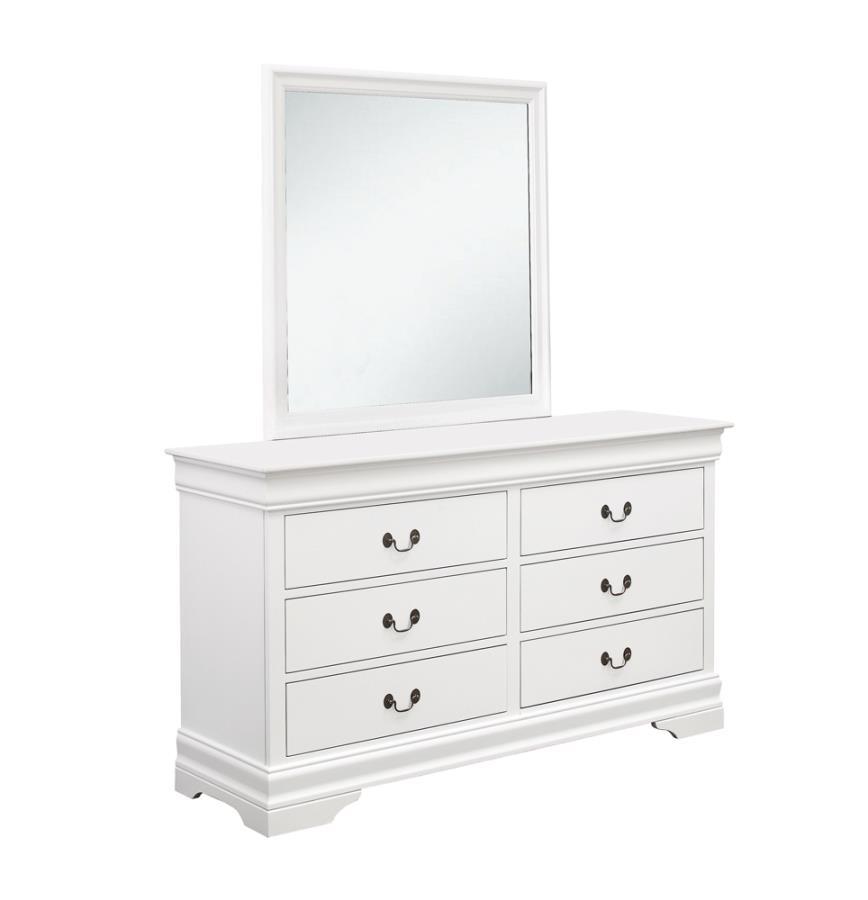 

    
Traditional White Solid Hardwood Dresser w/Mirror Coaster 204693 Louis Philippe
