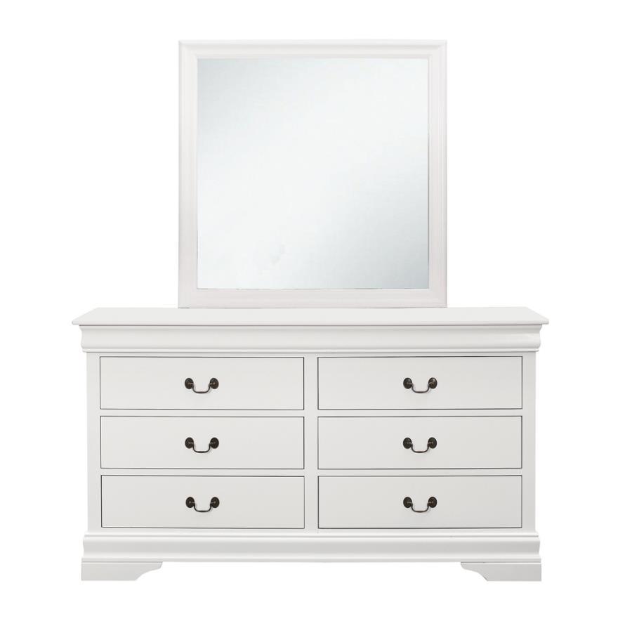 

    
Traditional White Solid Hardwood Dresser w/Mirror Coaster 204693 Louis Philippe
