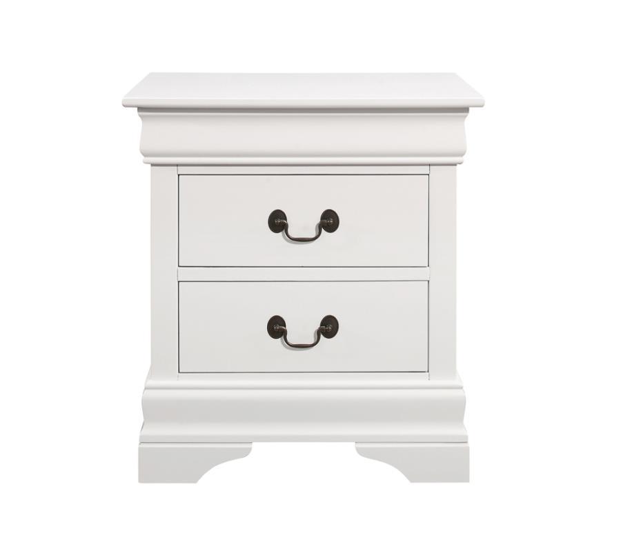 

    
Traditional White Solid Hardwood Nightstand Coaster 204692 Louis Philippe
