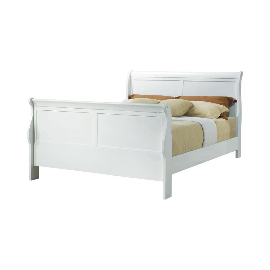 

    
Traditional White Solid Hardwood Queen Bed Coaster 204691Q Louis Philippe

