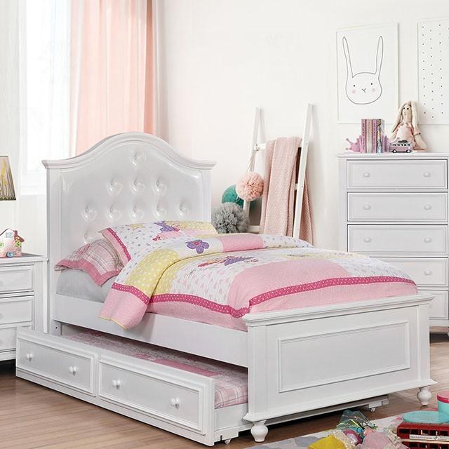 

    
Traditional White Solid Wood Full Size Bed w/ Trundle Furniture of America Olivia CM7155WH-F-2PCS
