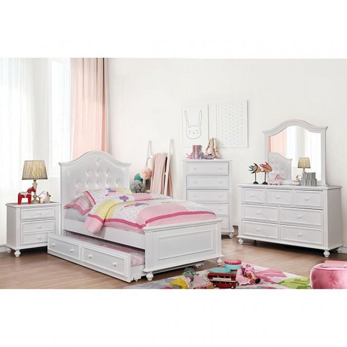 

    
CM7155WH-F-2PCS Furniture of America Full Size Bed w/ Trundle
