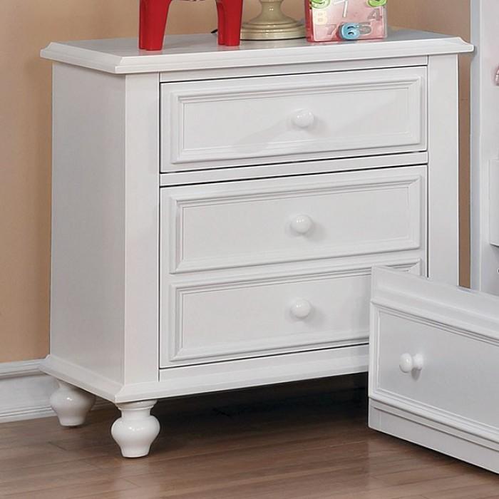 

    
Traditional White Solid Wood Nightstand Furniture of America Olivia CM7155WH-N
