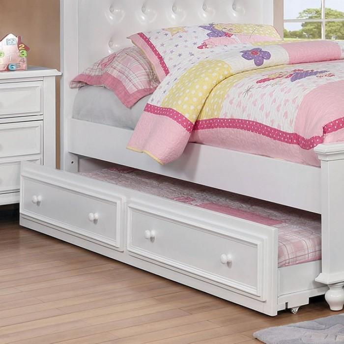 

    
Furniture of America Olivia Full Size Bed w/ Trundle CM7155WH-T-2PCS Twin Size Bed w/Trundle White CM7155WH-T-2PCS
