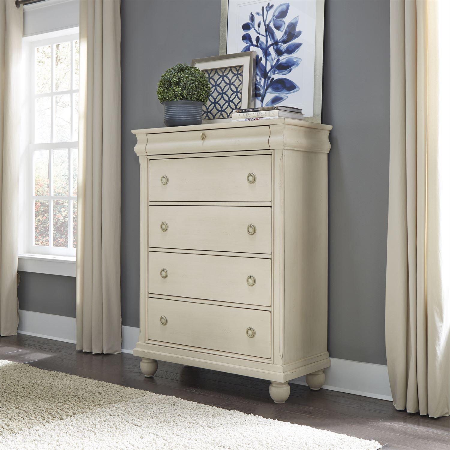 

    
White Finish Wood Bachelor Chest Rustic Traditions II 689-BR41 Liberty Furniture

