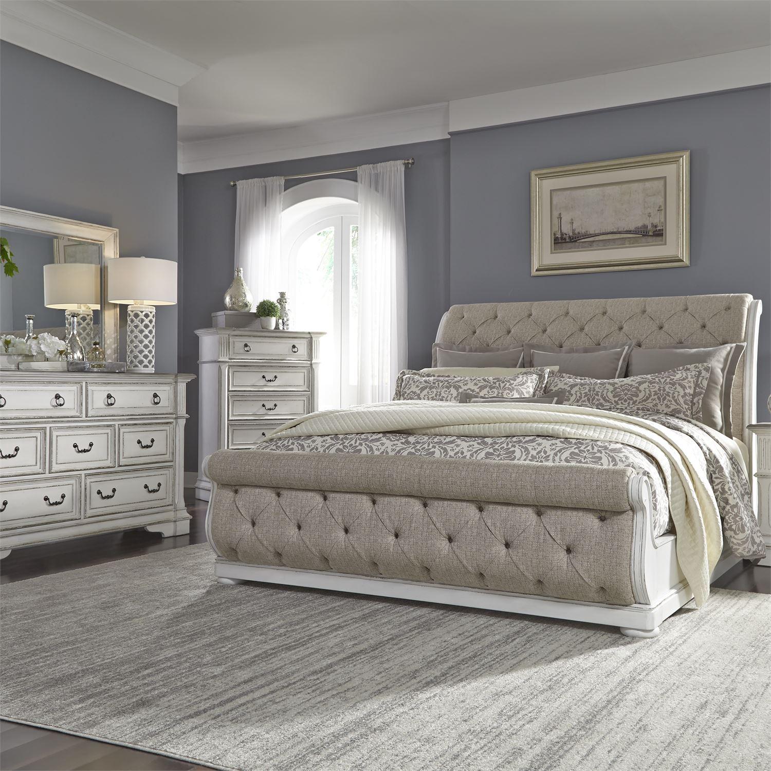 

    
Antique White Finish Cal.King Sleigh Bed Set 4Pcs w/Chest Abbey Park 520-BR Liberty Furniture
