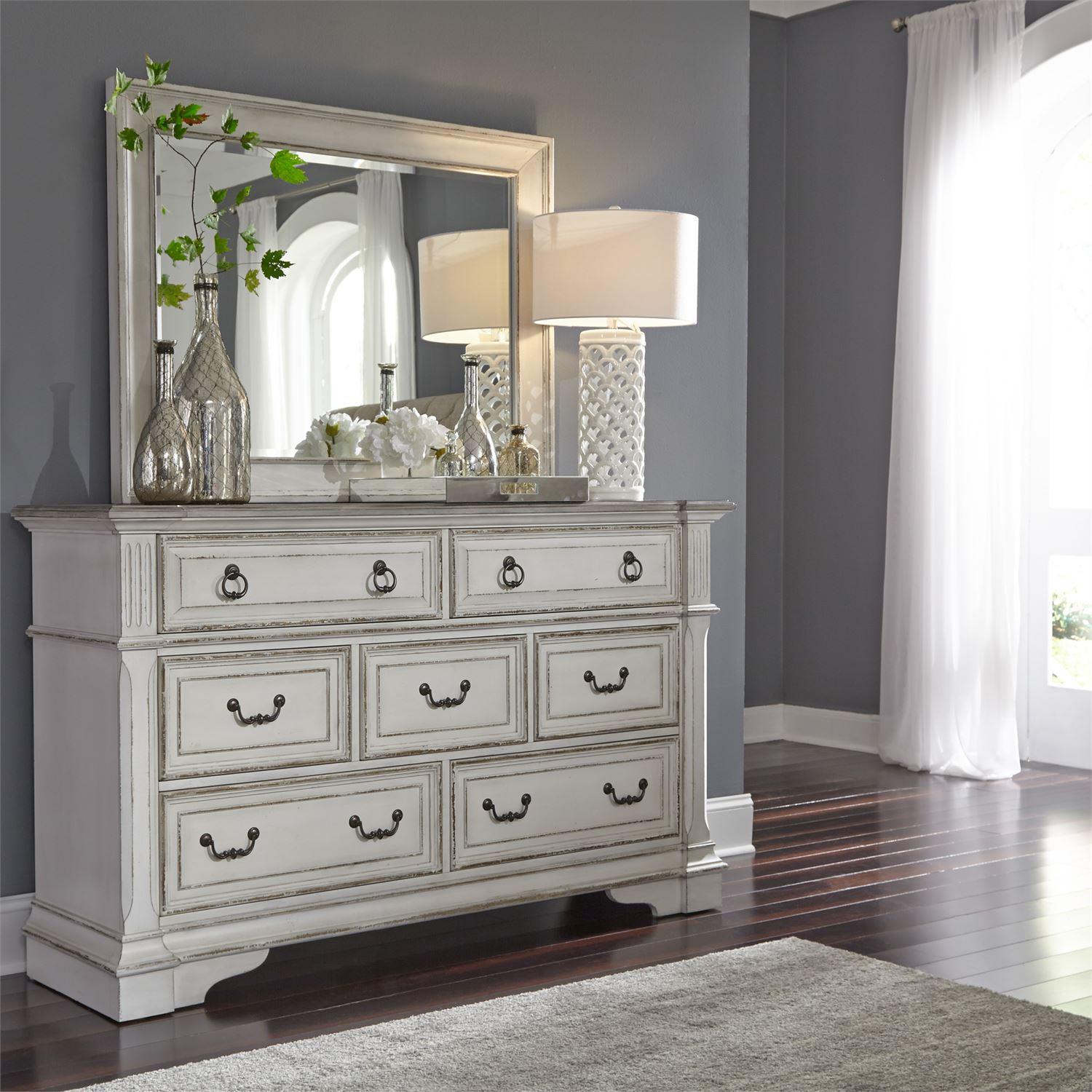 Traditional Dresser With Mirror Abbey Park  520-BR-DM 520-BR-DM in White 
