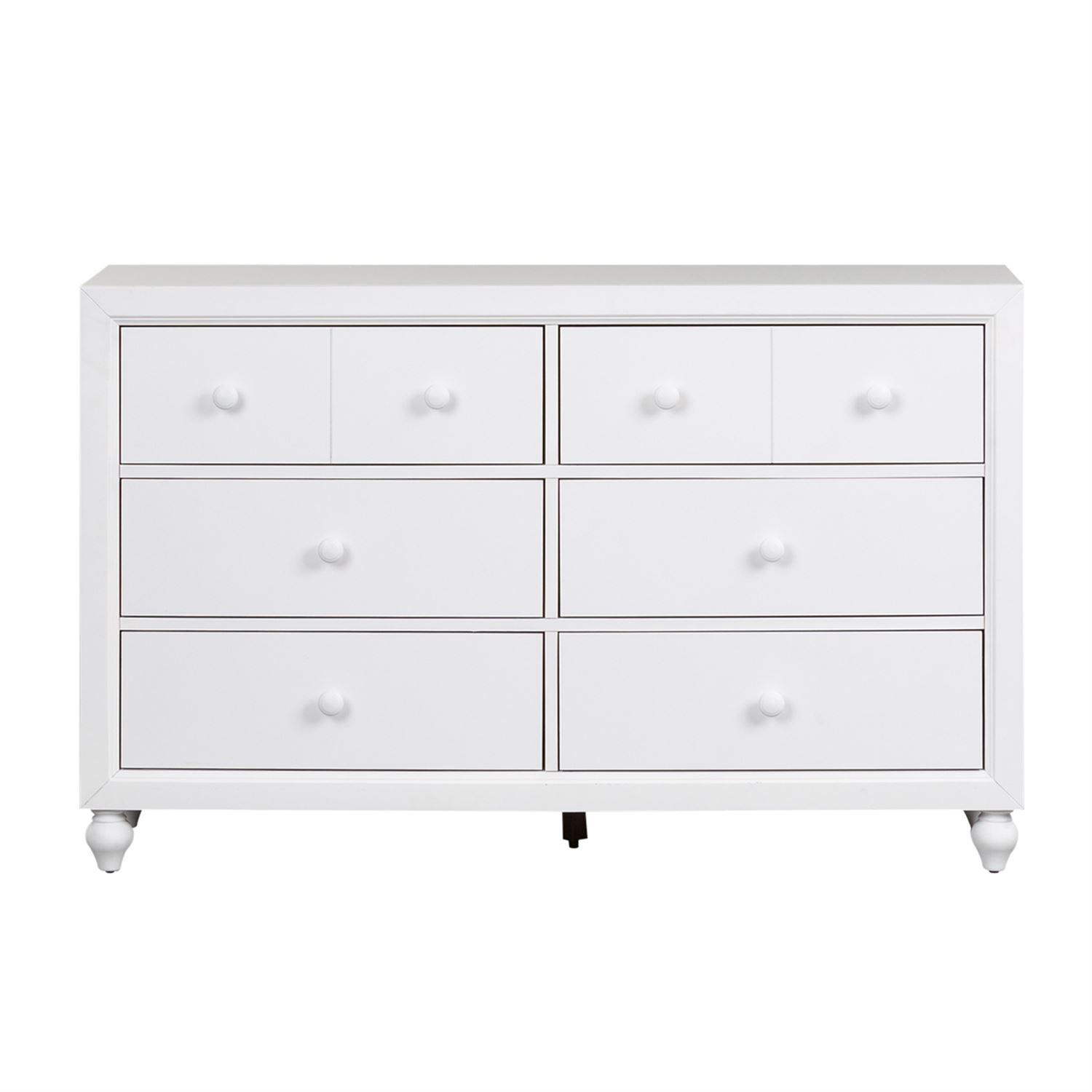 Traditional Double Dresser Cottage View  (523-YBR) Double Dresser 523-BR30 in White 