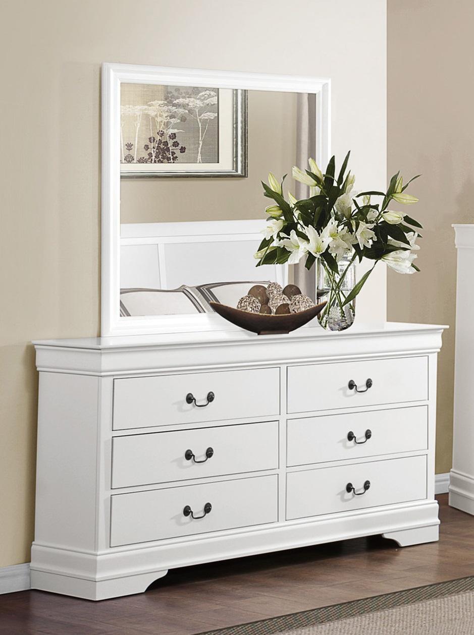 

    
Traditional White Wood Dresser w/Mirror Homelegance 2147W-5*6 Mayville
