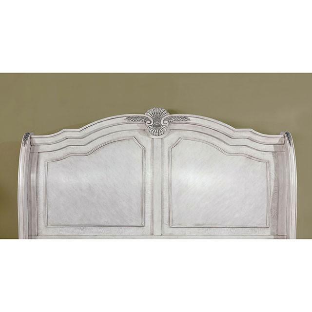 

    
Traditional White Wood King Sleigh Bed Furniture of America Isidora CM7799WH-EK
