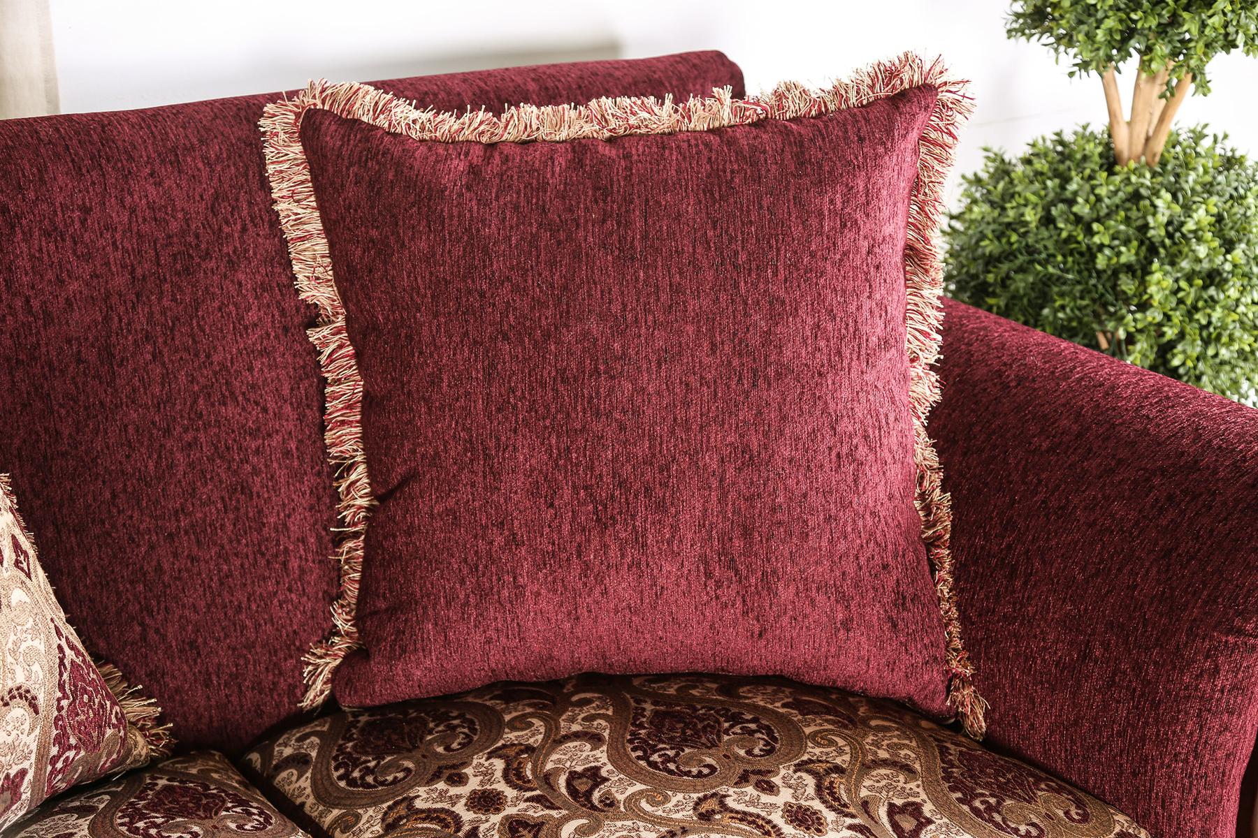 

                    
Buy Traditional Wine & Gold Fabric Living Room Set 3pcs Furniture of America Tabitha
