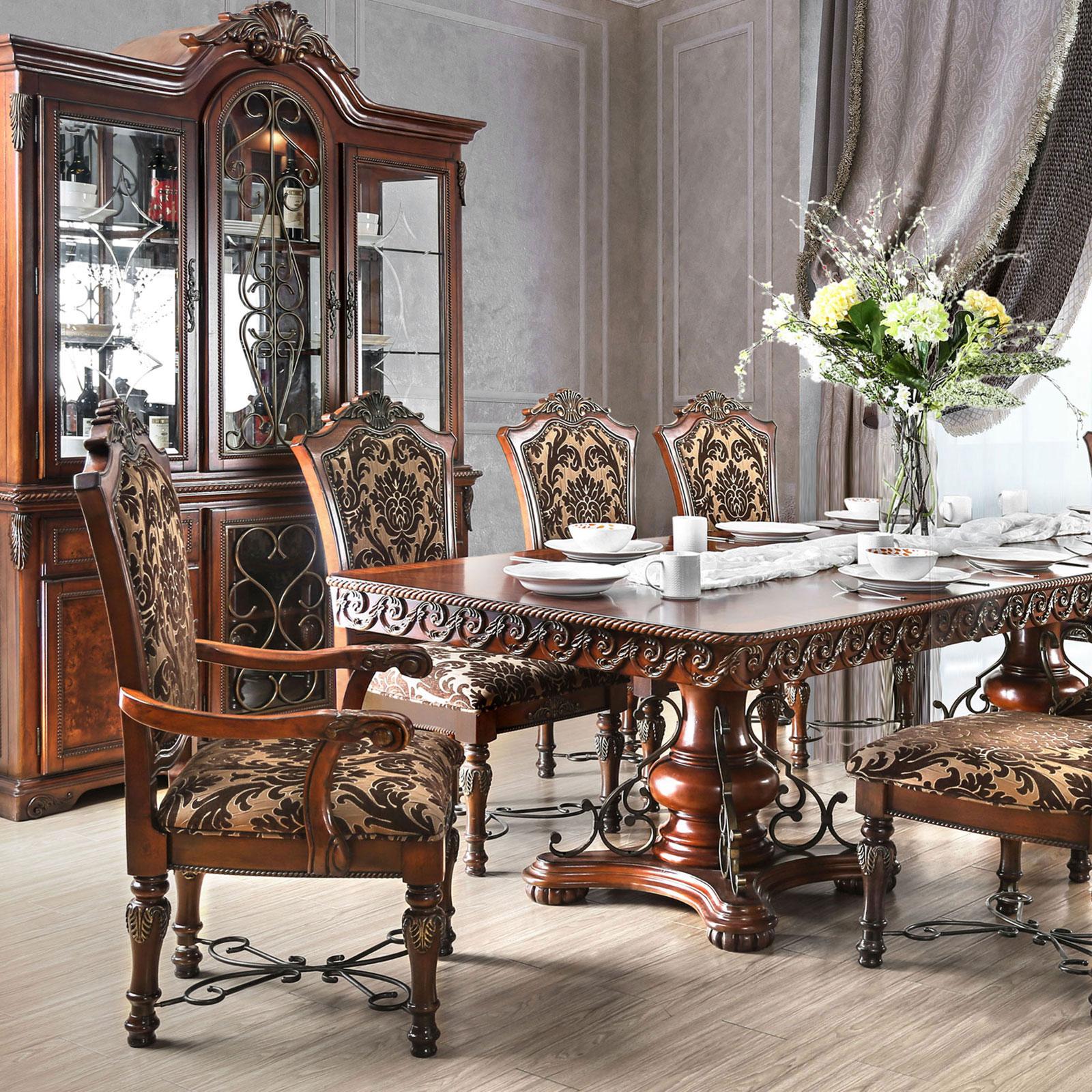 Traditional Dining Table LUCIE CM3788T CM3788T in Brown 