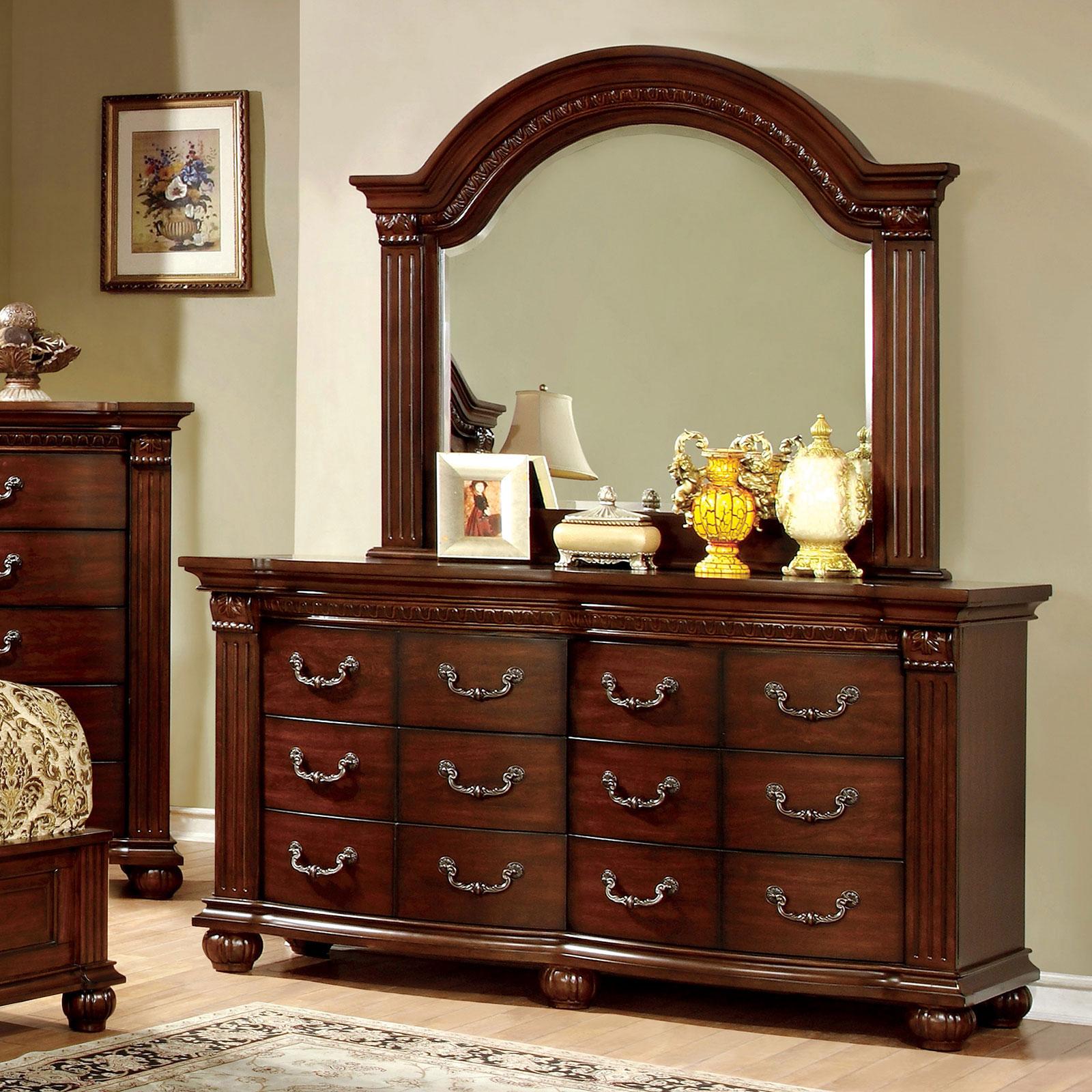 

    
Traditional Cherry Solid Wood Dresser With Mirror Furniture Of America Grandom CM7736D-2PCS
