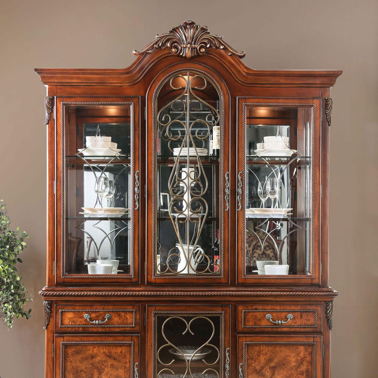 

    
Brown Cherry Solid Wood Hutch & Buffet LUCIE CM3788HB FOA Traditional
