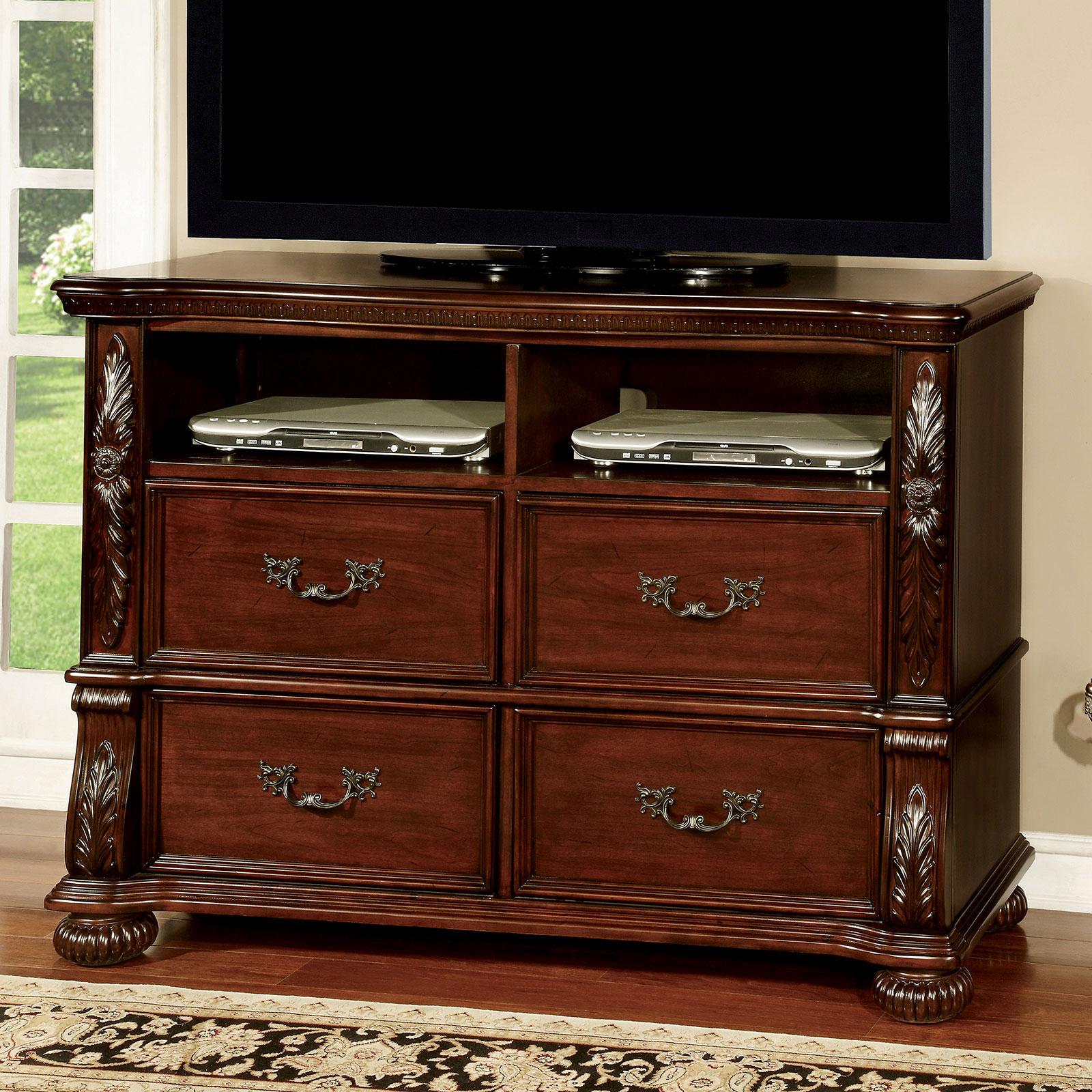 

    
Brown Wood Media Chest ARTHUR CM7587TV Furniture of America Traditional
