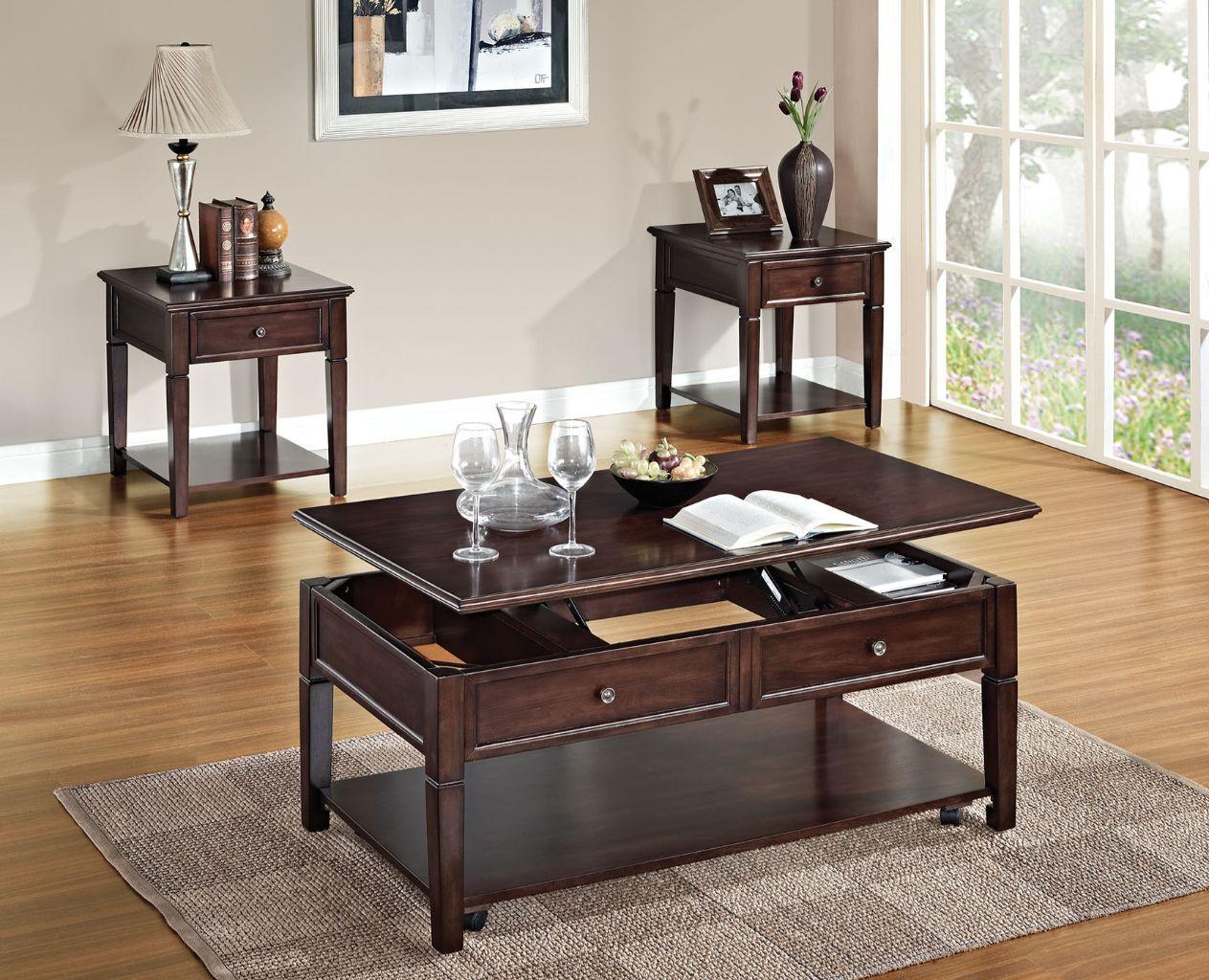 Traditional Coffee Table and 2 End Tables Malachi 80254-3pcs in Walnut 