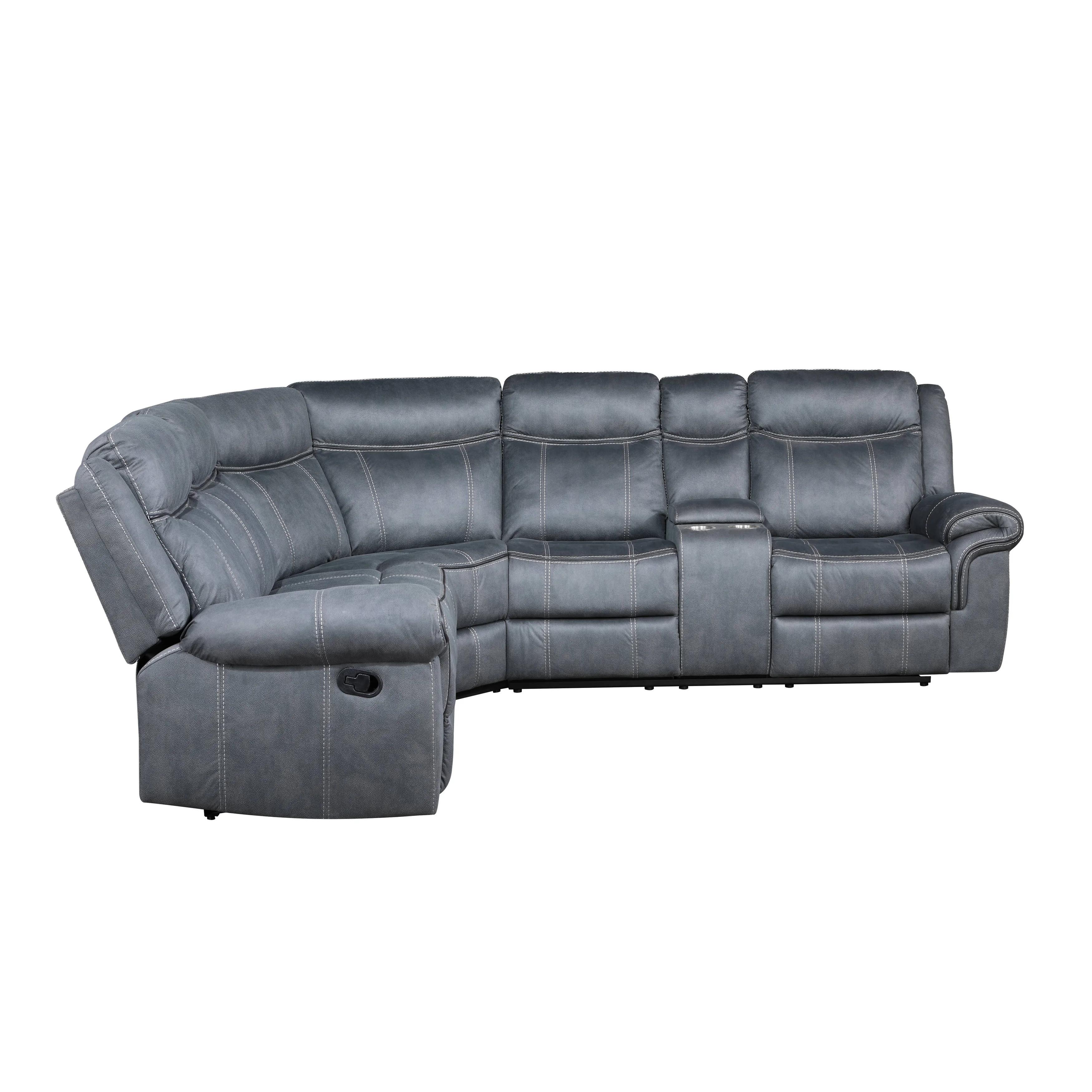Transitional Sectional Sofa Dollum LV00398-3pcs in Gray Velvet