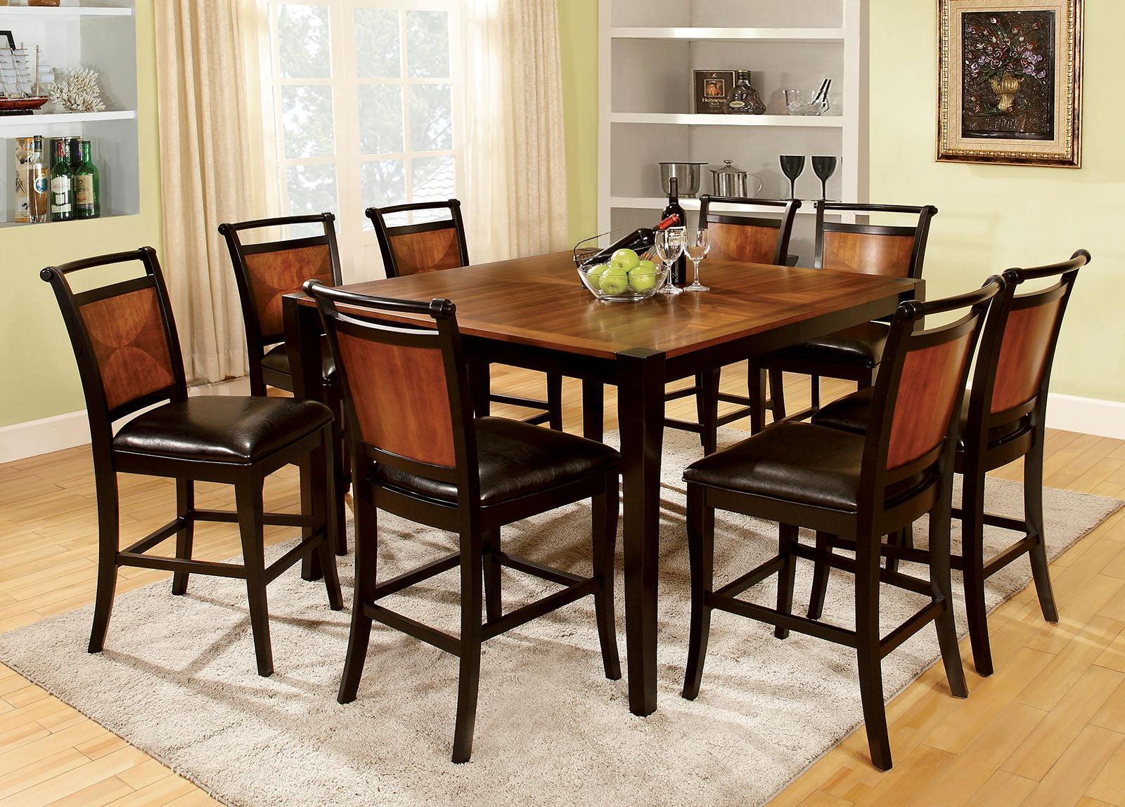 

    
Transitional Acacia & Black Solid Wood Counter Dining Set 9pcs Furniture of America Salida
