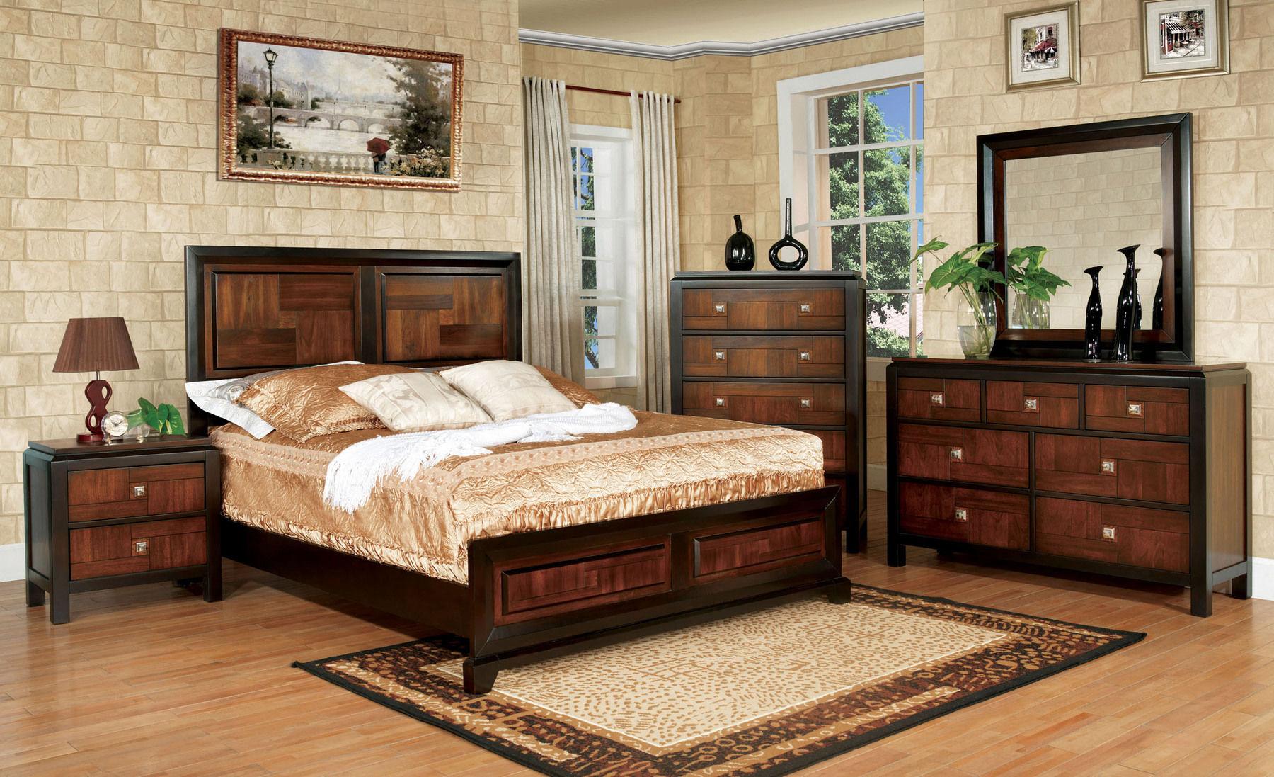 

    
Transitional Acacia & Walnut Solid Wood Queen Bed Furniture of America CM7152-Q Patra
