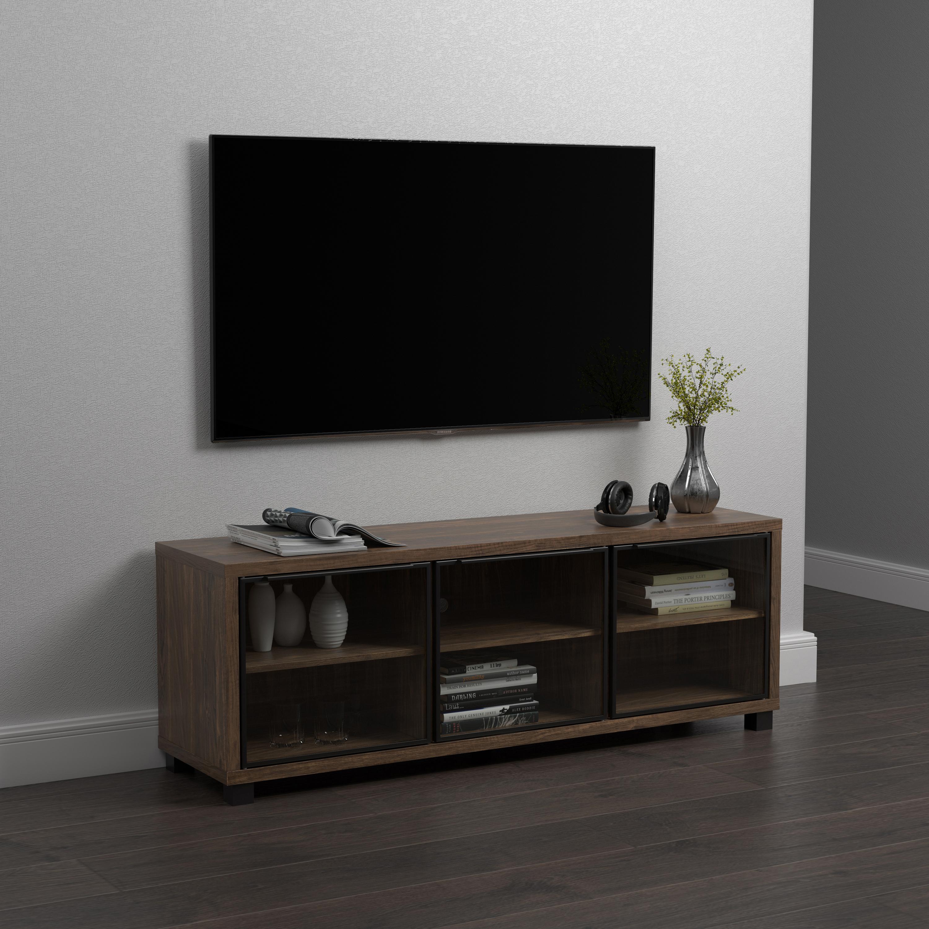 

                    
Buy Transitional Aged Walnut Finish Wood & Glass 59" TV Console Coaster 723662
