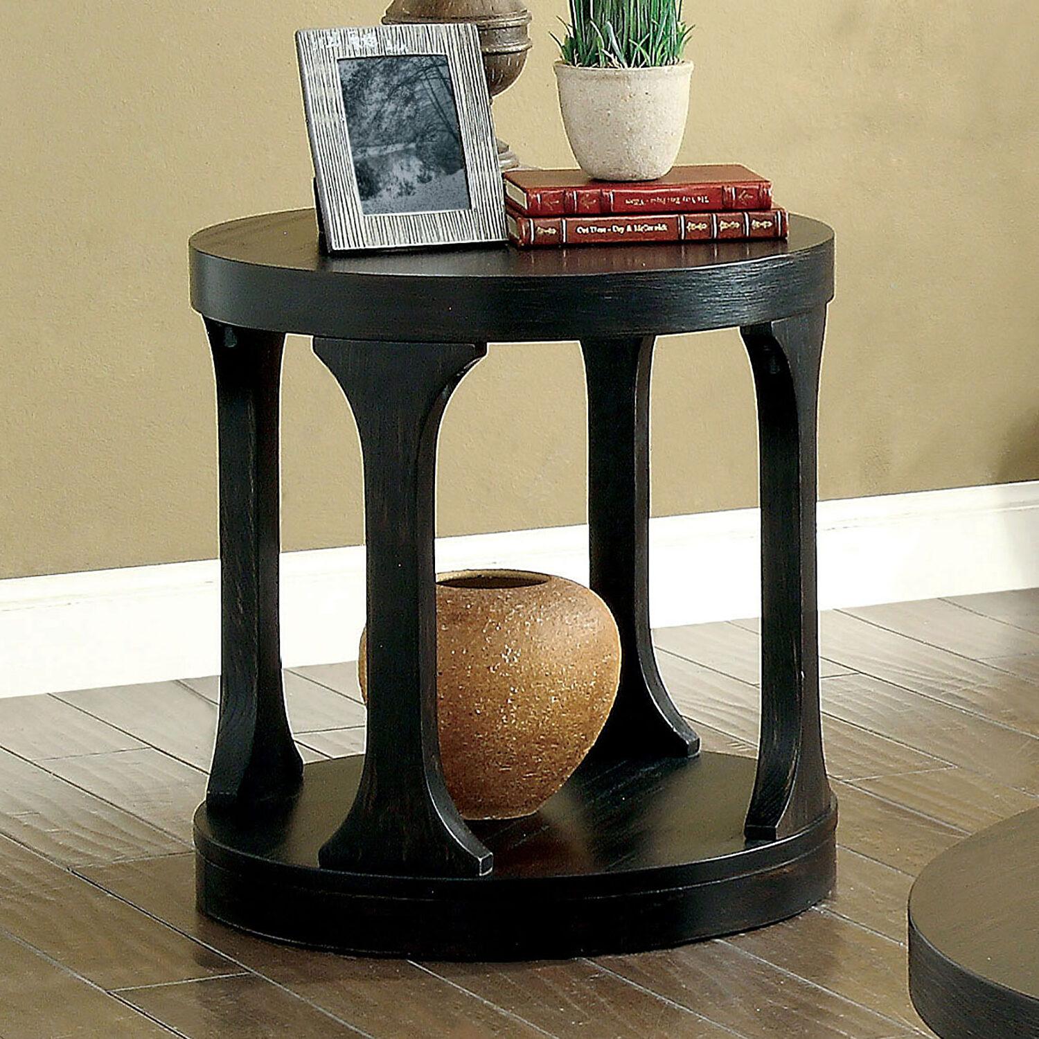 

    
Transitional Antique Black Solid Wood End Table Furniture of America CM4422E Carrie
