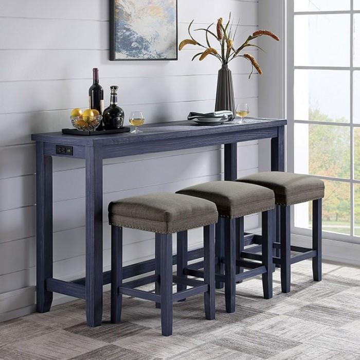 

    
Transitional Antique Blue Counter Dining Set 4pcs Furniture of America CM3474BL-PT-4PK Caerleon
