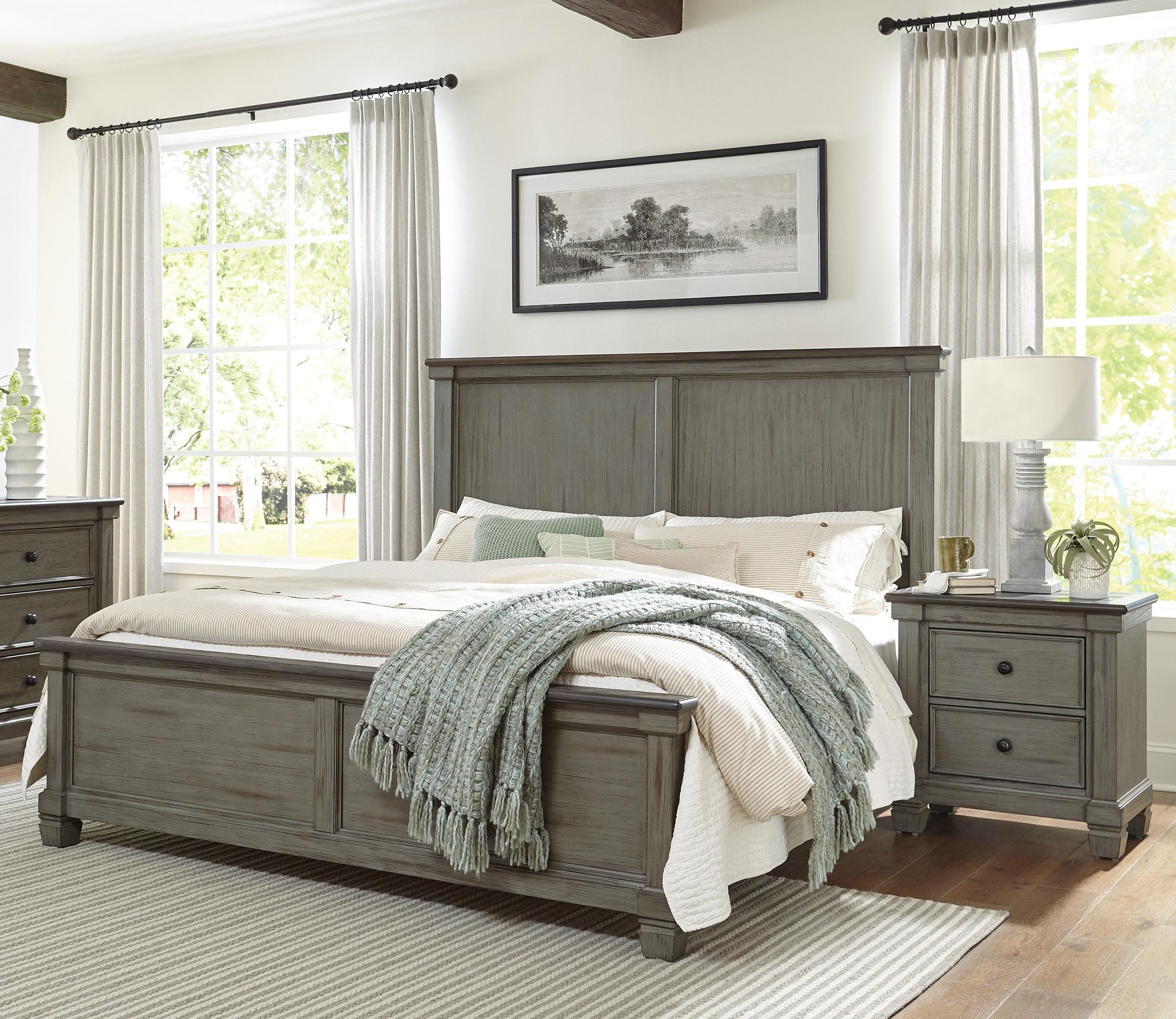 

    
Transitional Antique Gray & Coffee Wood CAL Bedroom Set 3pcs Homelegance 1626GYK-1CK* Weaver
