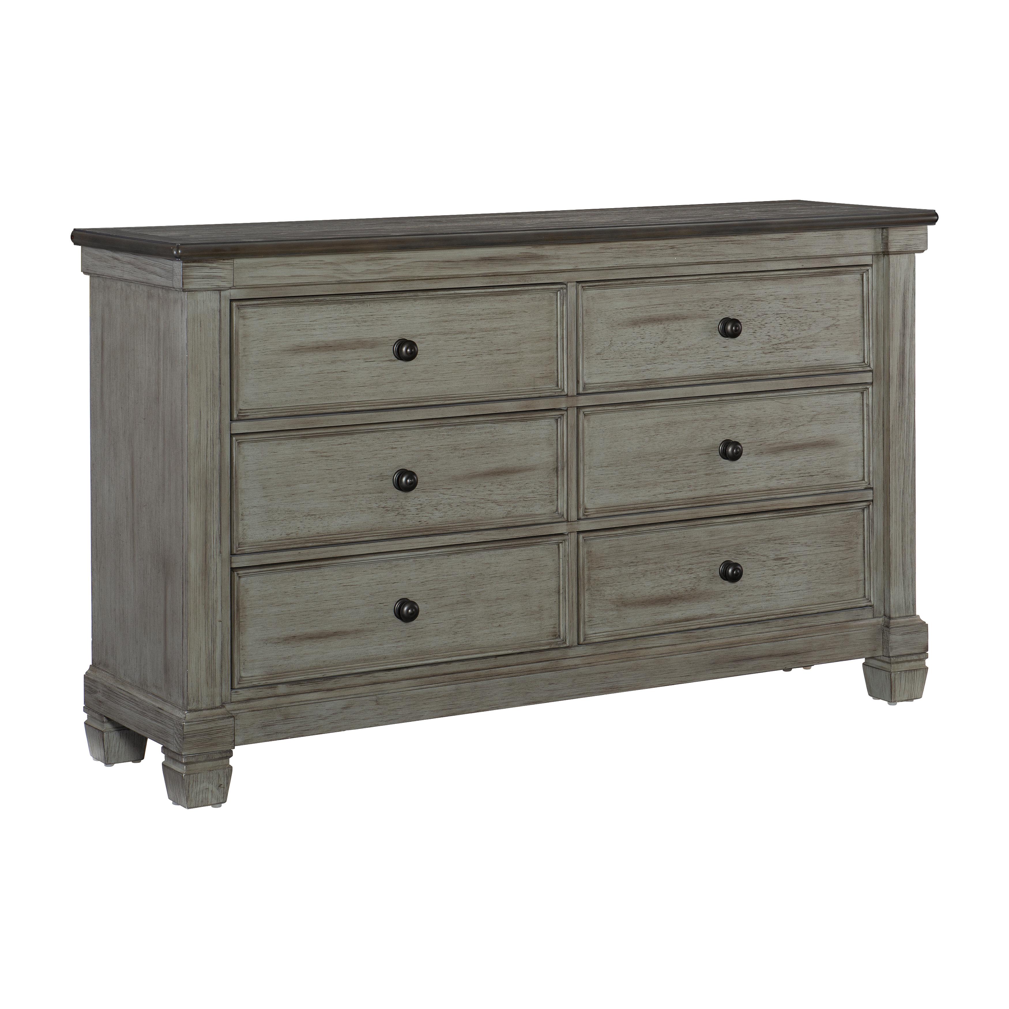 

    
Transitional Antique Gray & Coffee Wood Dresser w/Mirror Homelegance 1626GY-5*6 Weaver
