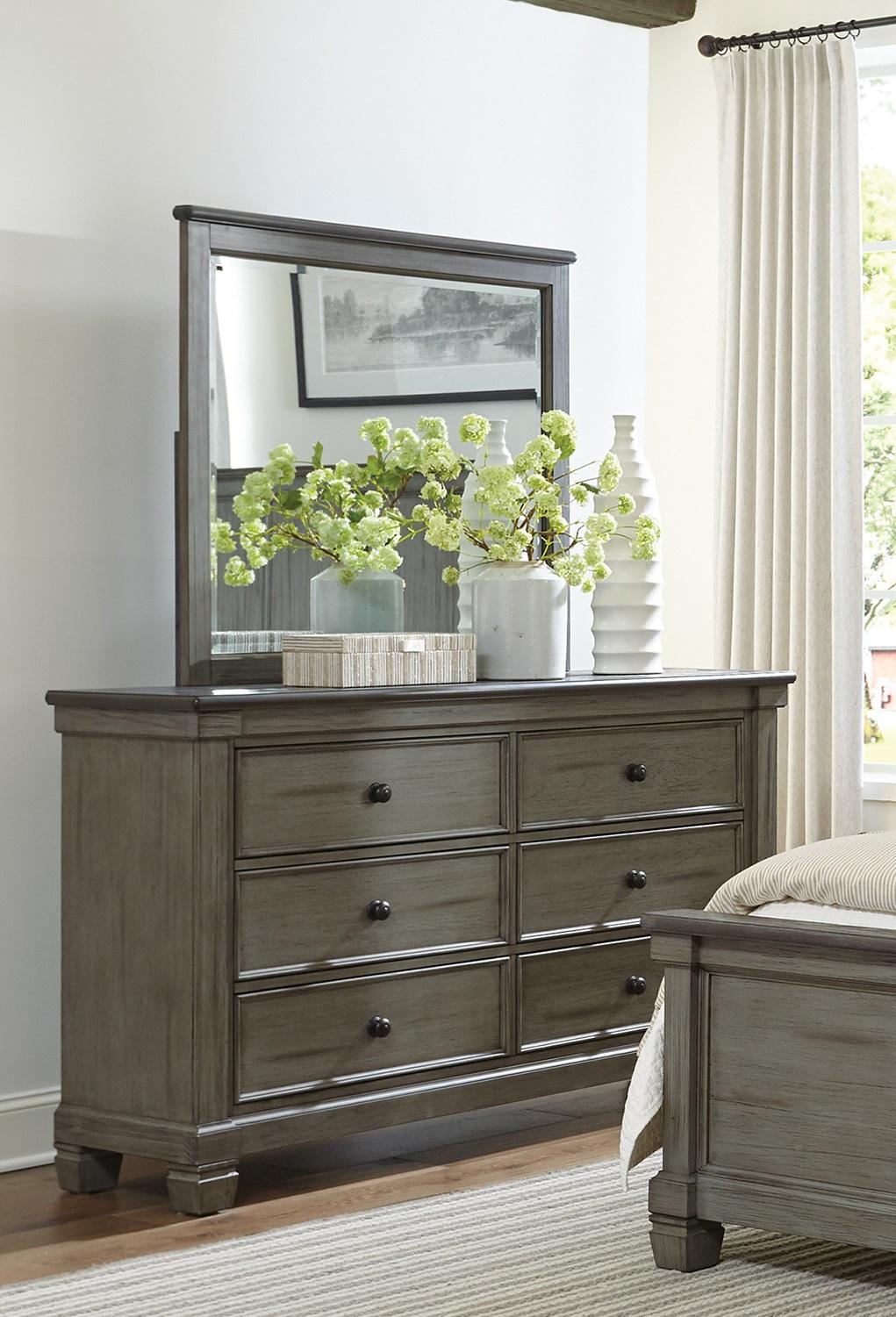 Transitional Dresser w/Mirror 1626GY-5*6-2PC Weaver 1626GY-5*6-2PC in Gray, Coffee 