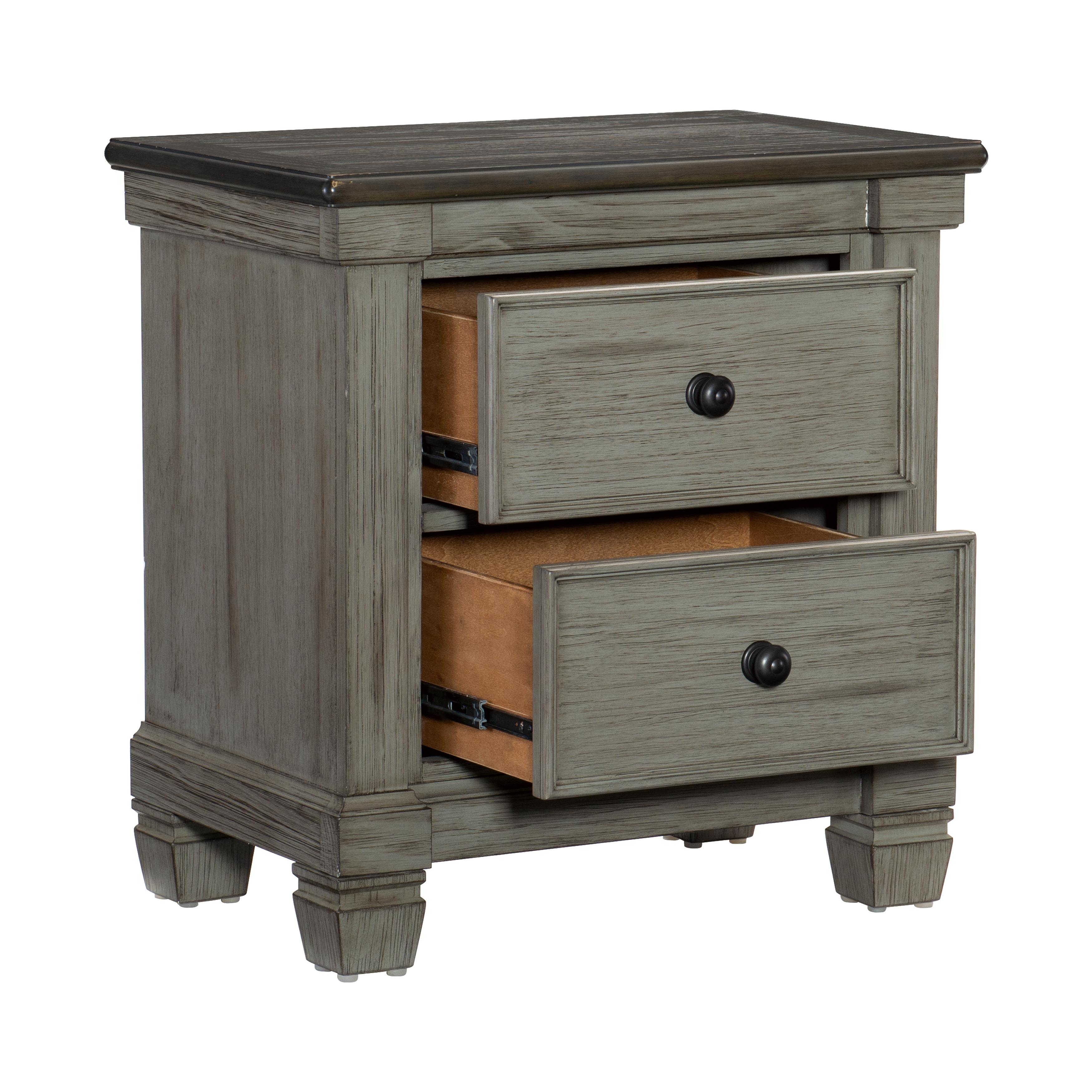 

    
Transitional Antique Gray & Coffee Wood Nightstand Homelegance 1626GY-4 Weaver
